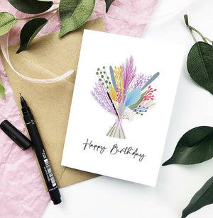 Happy Birthday dried flowers card