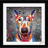 BULL TERRIER DOG COLOUR SPLASH FRAMED ARTWORK.