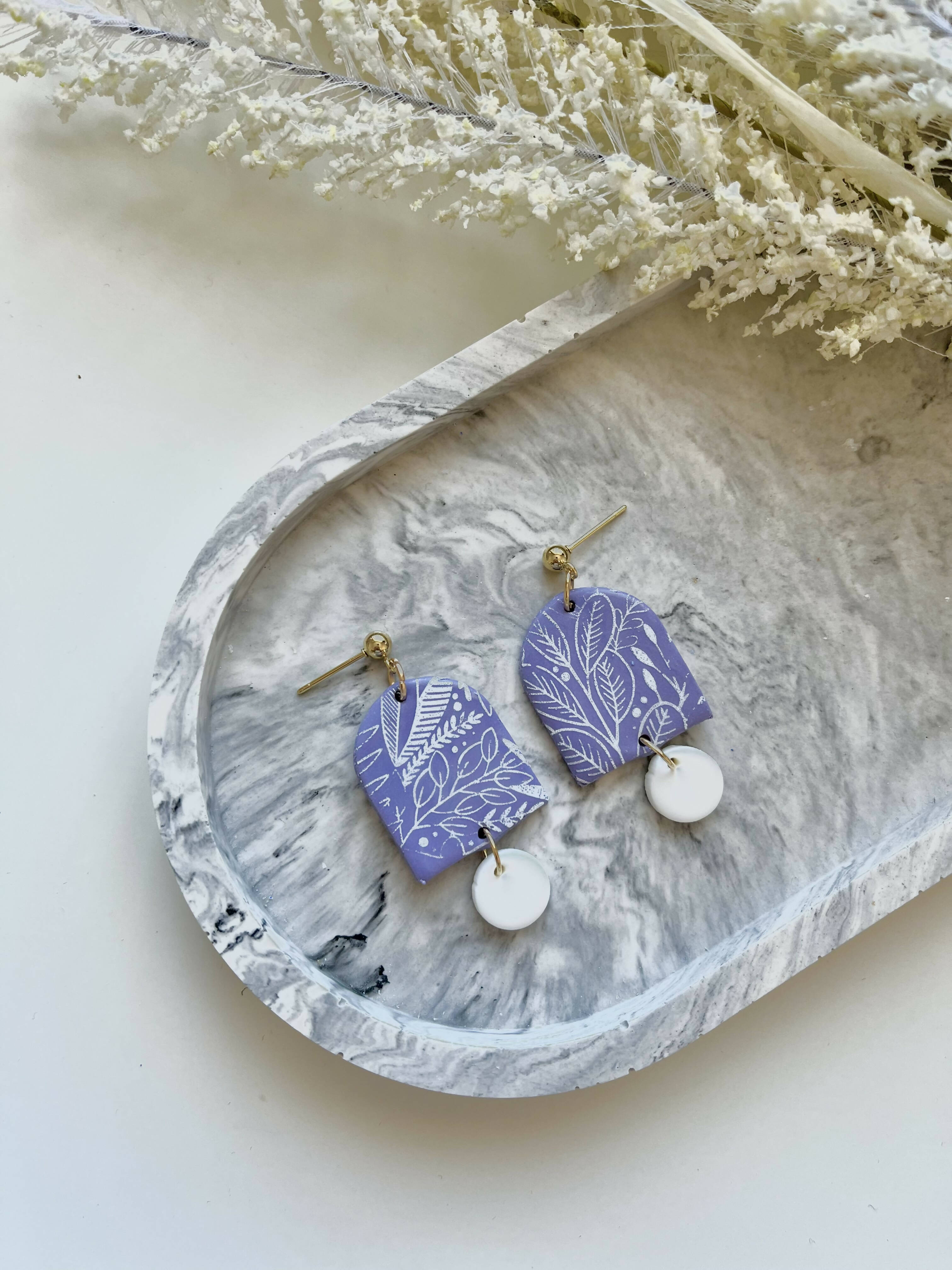 Floral Print No. 2 - Handmade Polymer Clay Earrings