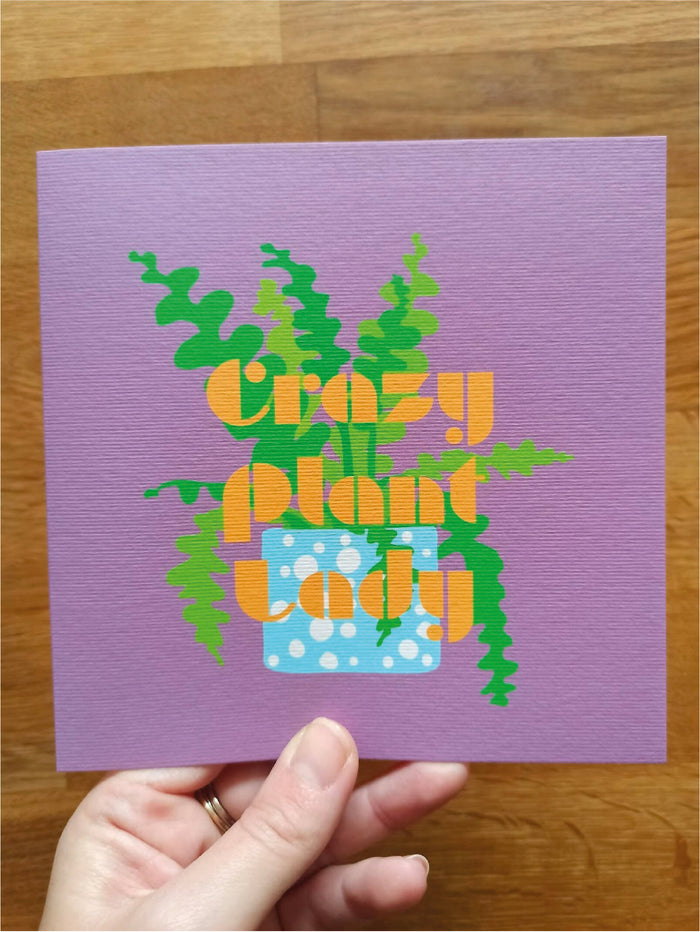 Purple Crazy Plant Lady card.