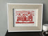 Beach Huts Framed Lino Cut Print