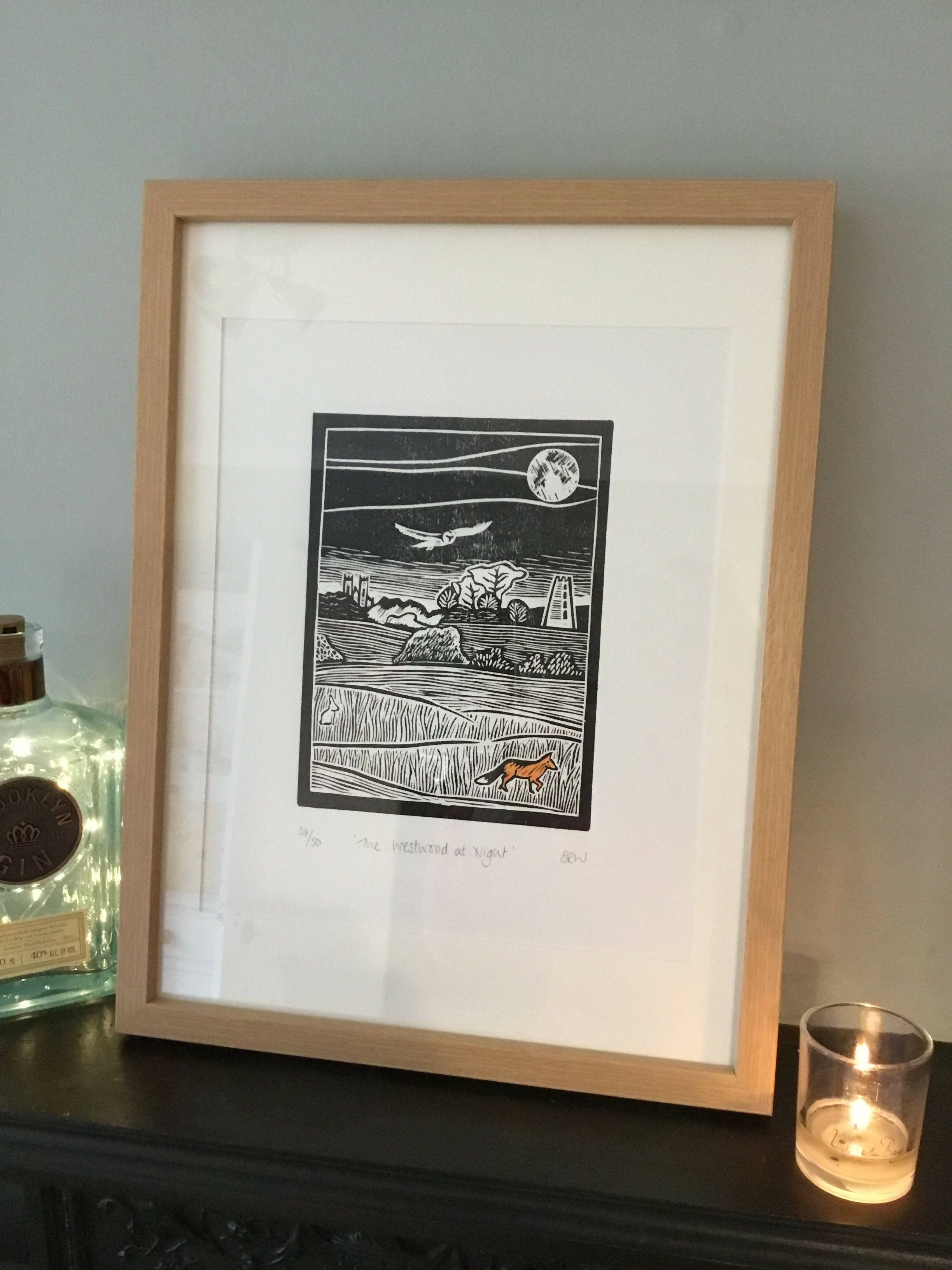The Westwood at Night Framed Lino Cut Print