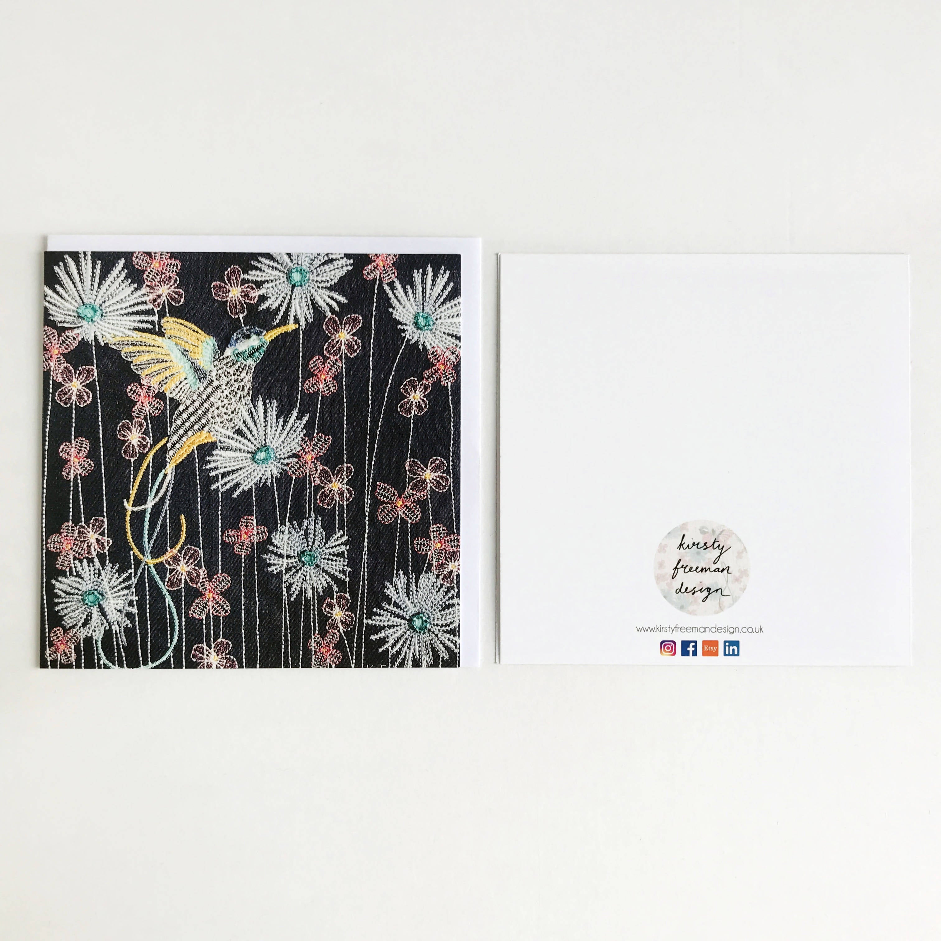 Navy Hummingbird Greetings Card