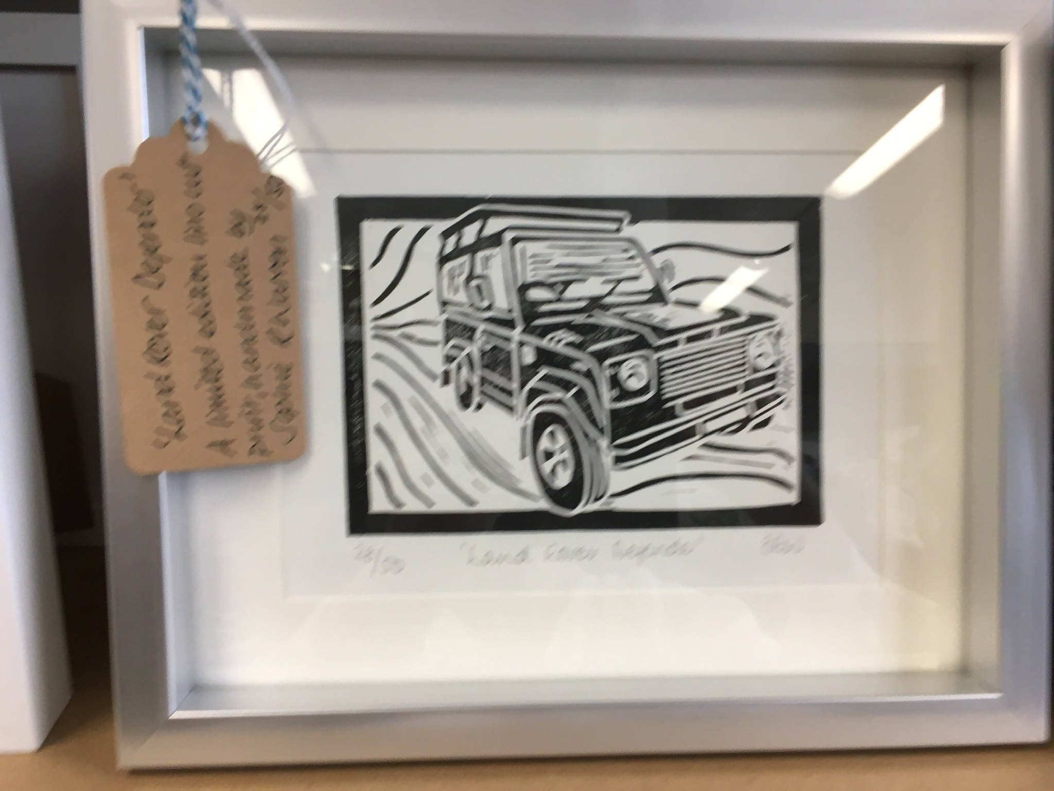 Land Rover Defender Framed Lino Cut Print