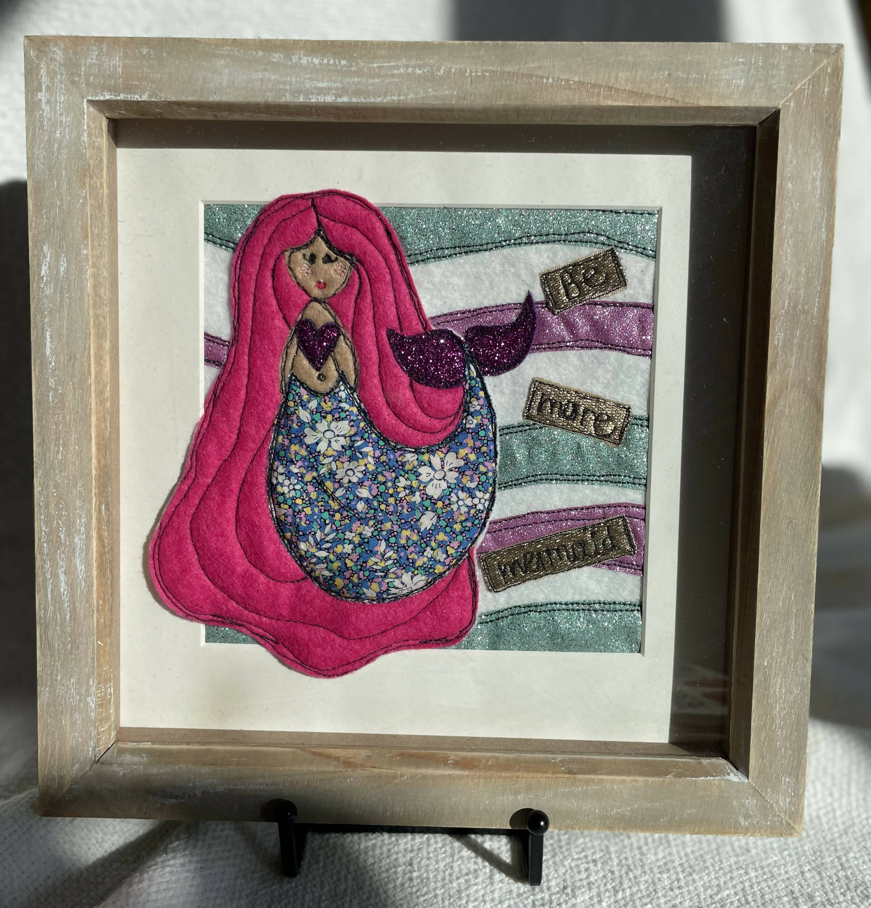Mermaid Original Framed Textile Art