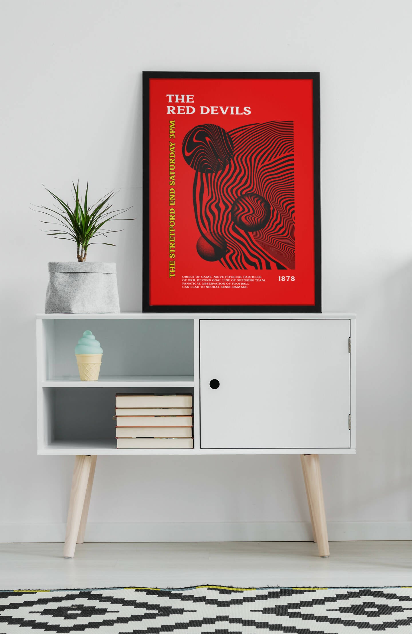 Manchester Utd Art Print PSYCHEDELIC Design in Red