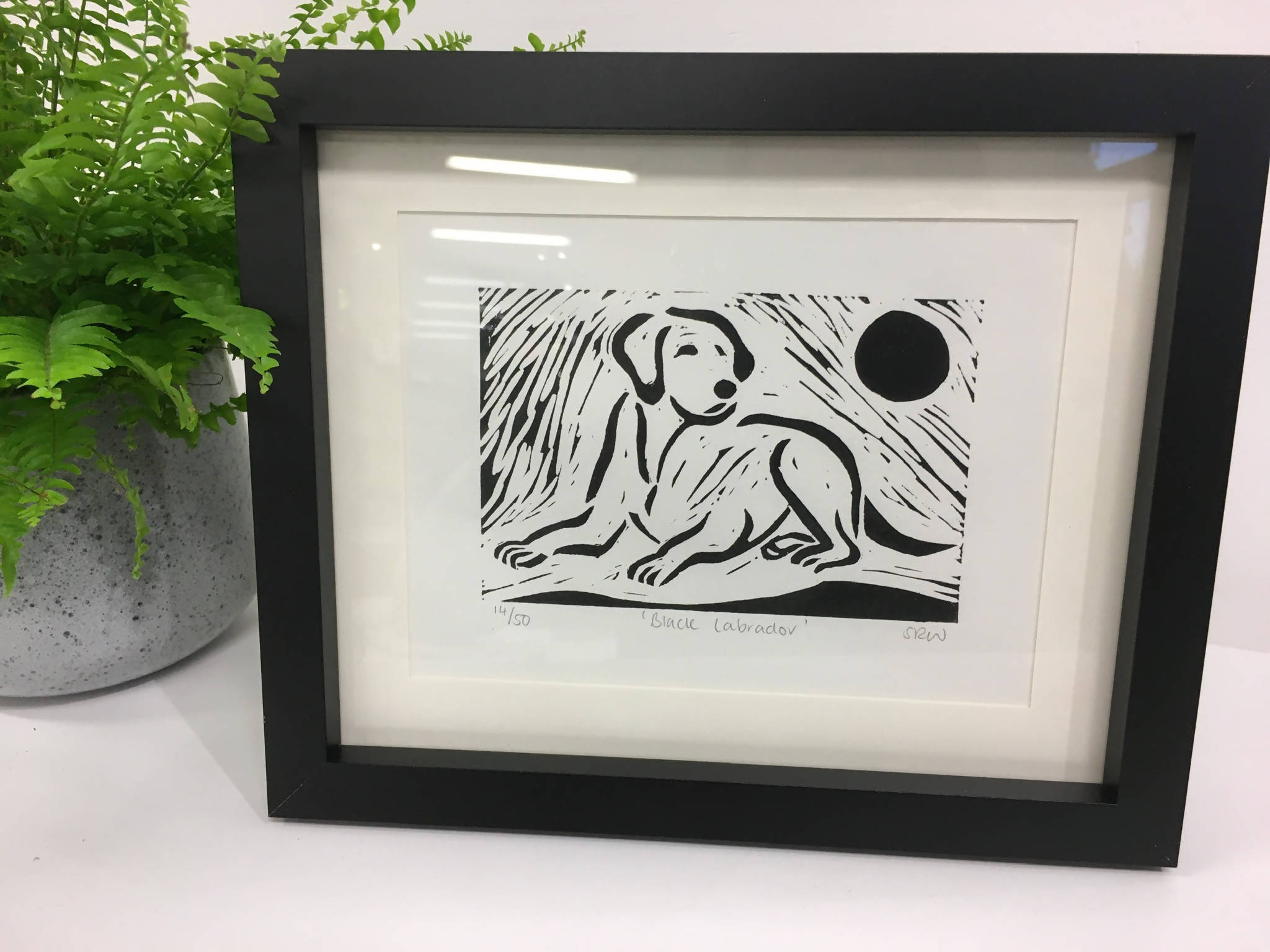Labrador Framed Lino Cut Print