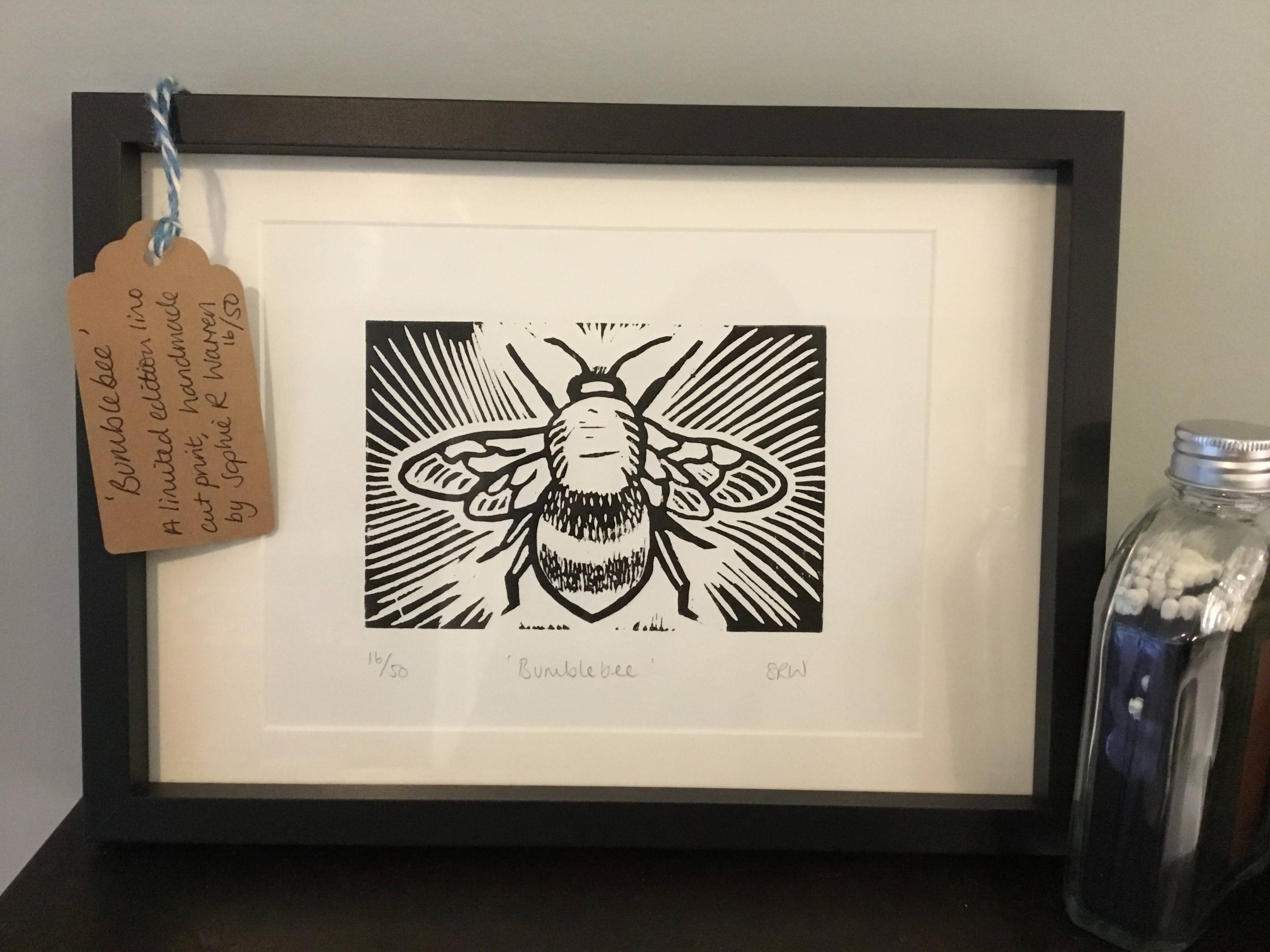 Bumblebee Framed Lino Cut Print
