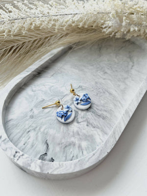 Blue China No. 6 - Handmade Polymer Clay Earrings