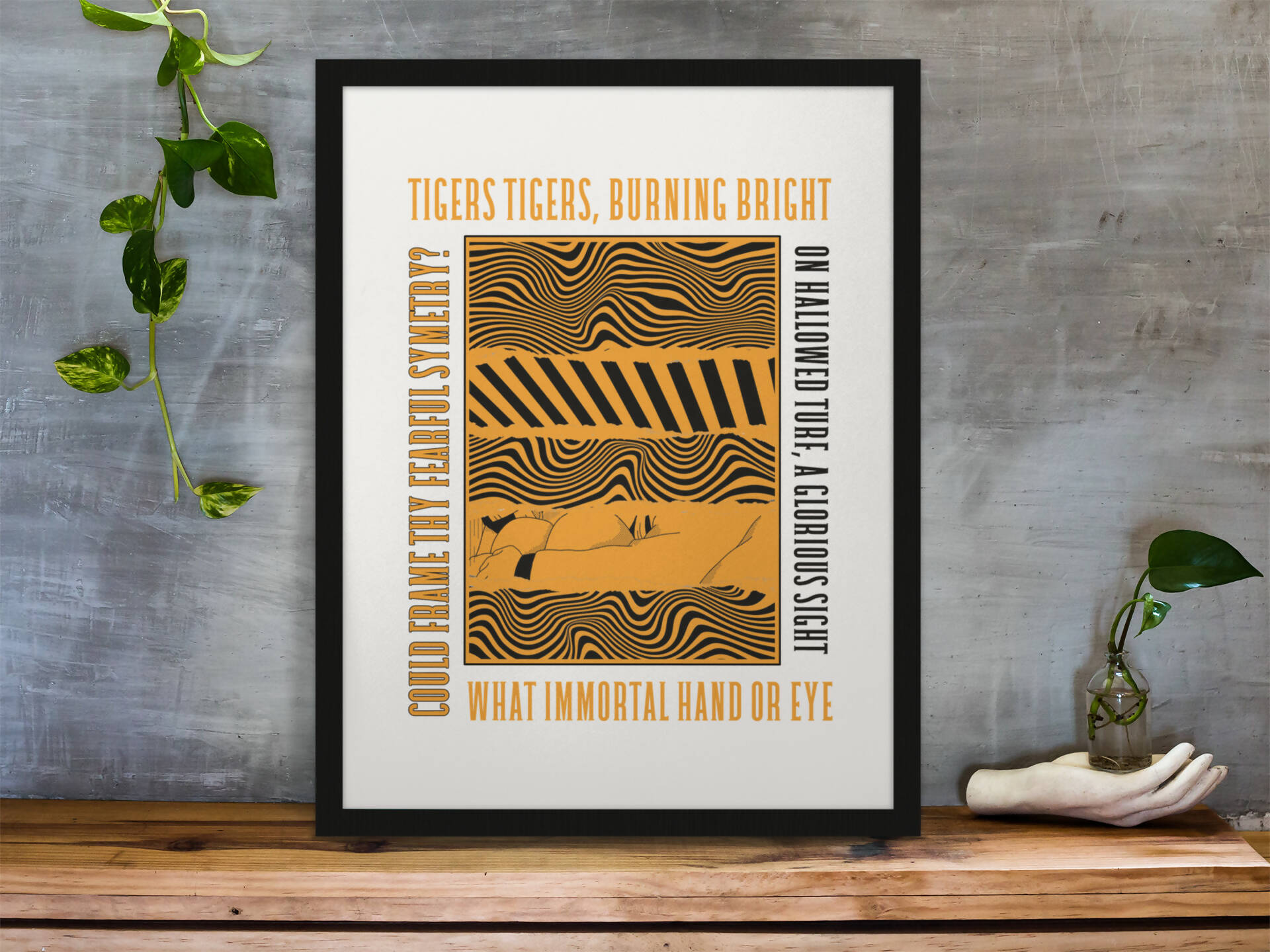 Hull City Art Print TIGERS TIGERS LYRICS Design in White