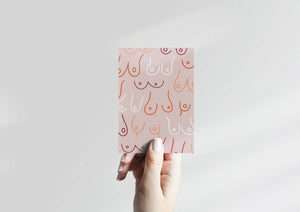 Pink Greetings Card with Boob Design