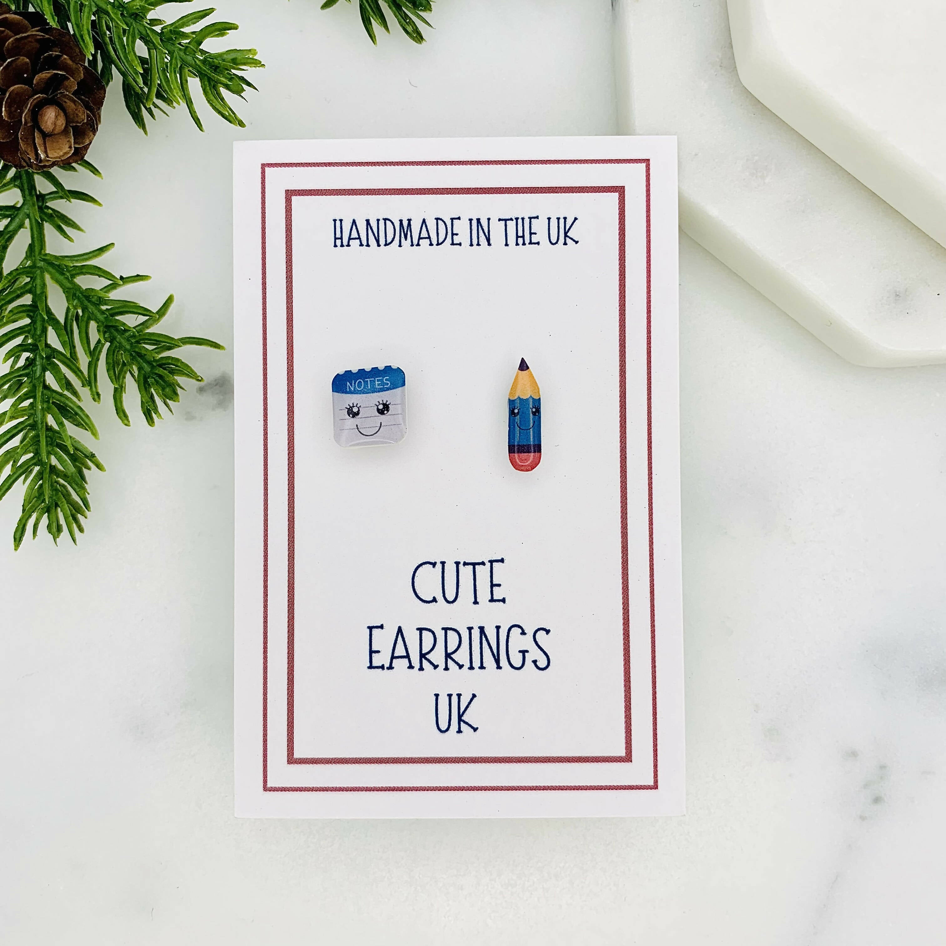 Note Pad & Pencil Mismatched Earrings