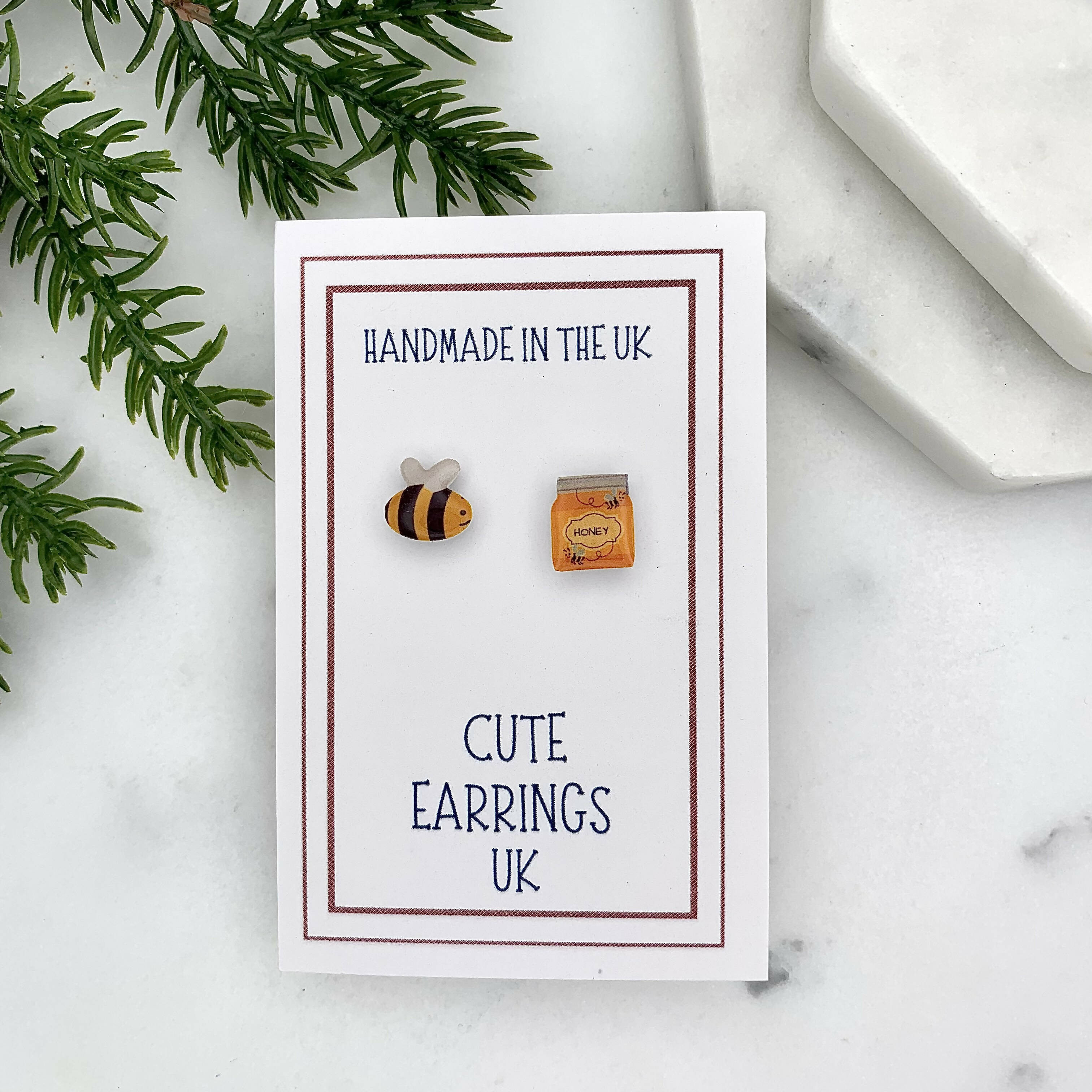 Cute Bee & Honey Pot Mismatched Stud Earrings | Art & Soul