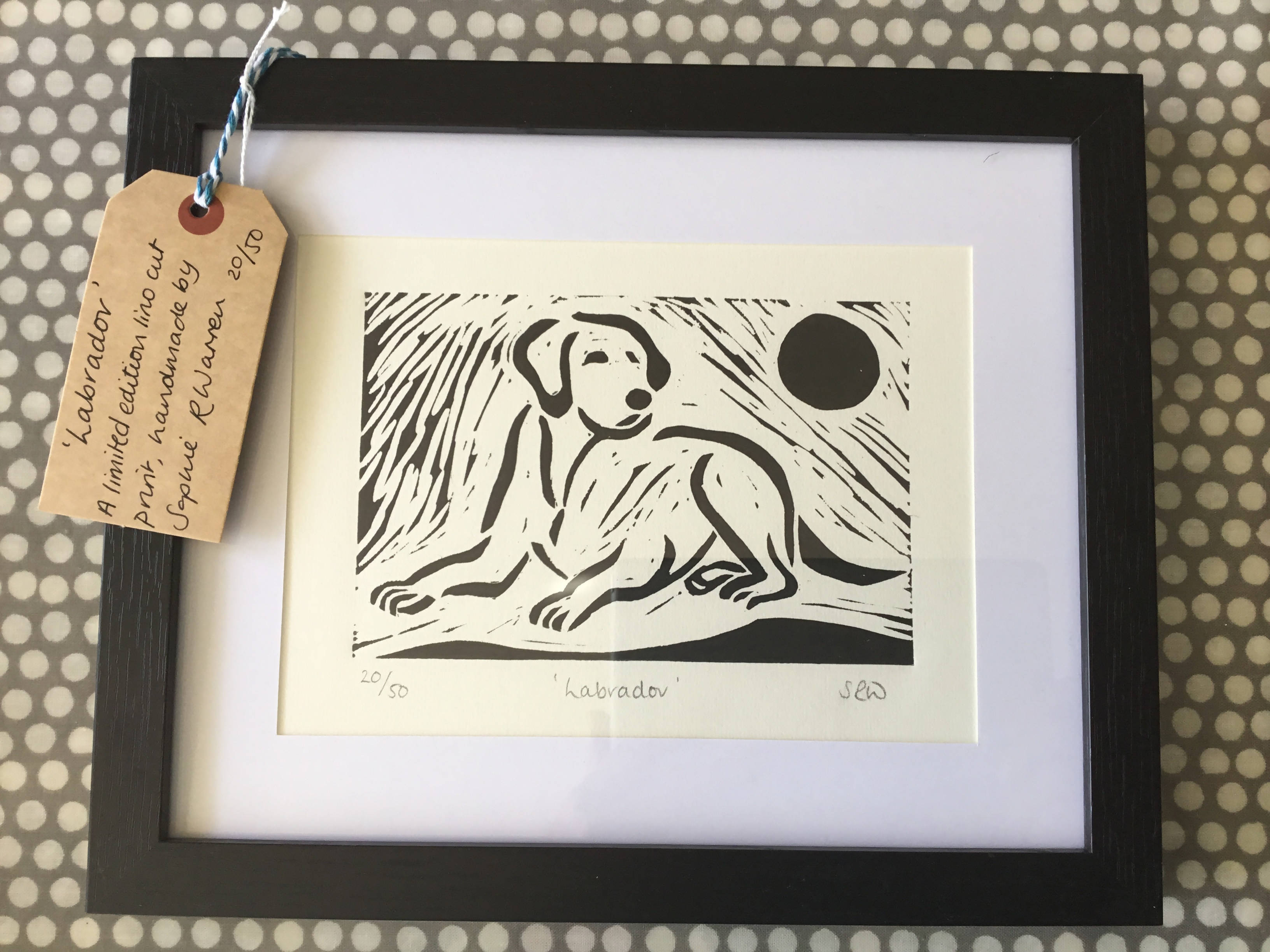 Labrador Framed Lino Cut Print