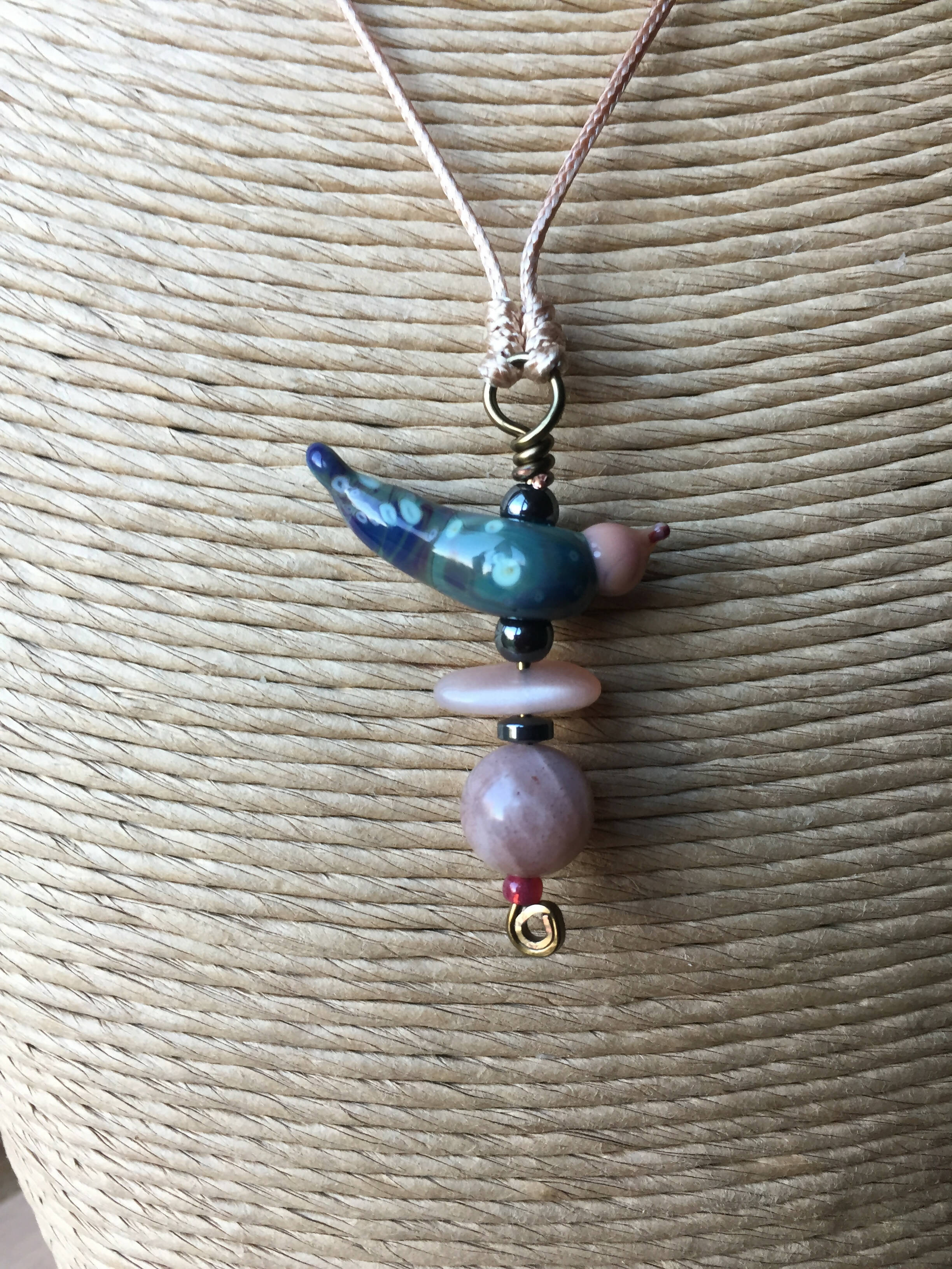 Lampwork Glass treasure bird necklace lkr50