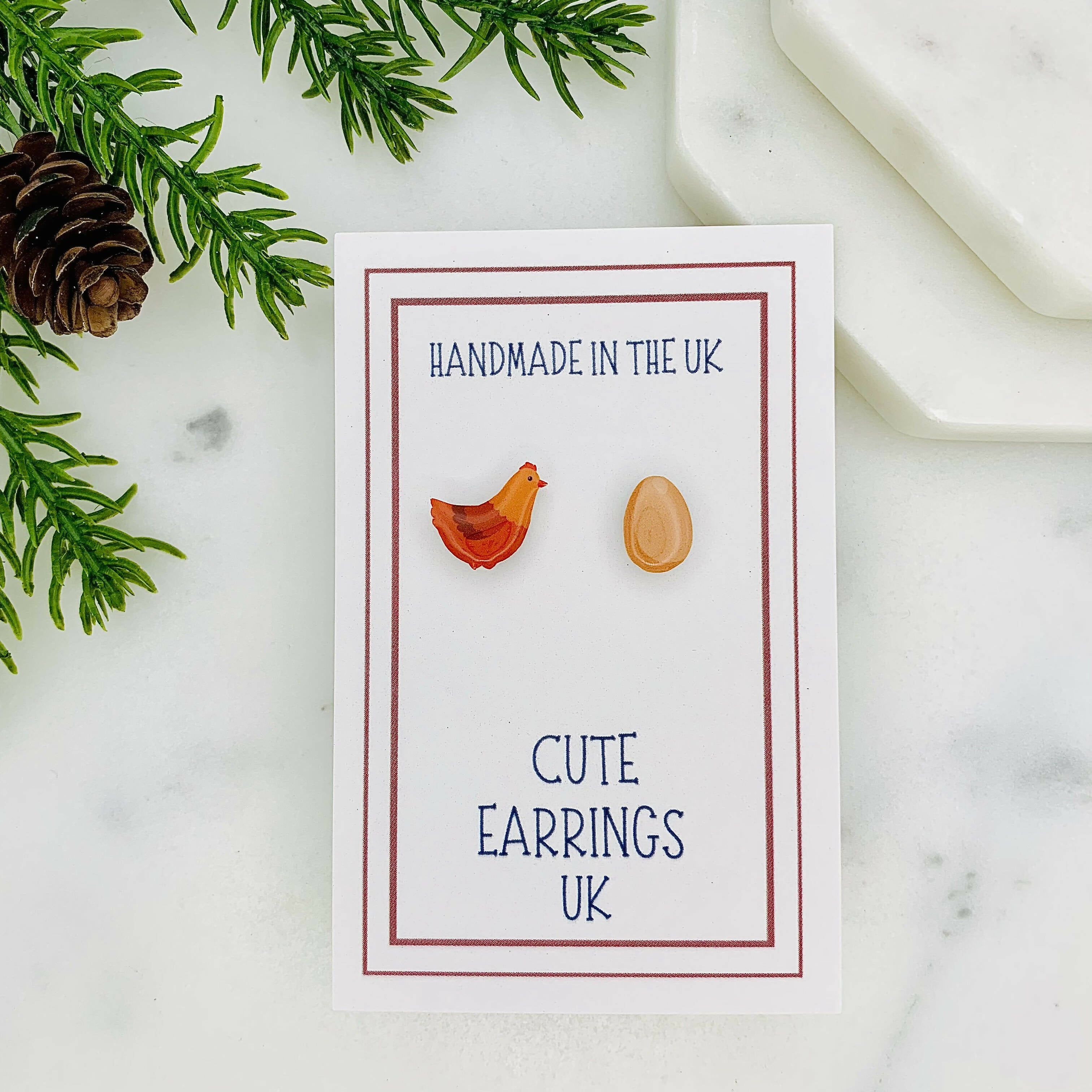 Adorable Chicken & Egg Mismatched Stud Earrings | Art & Soul