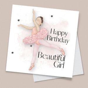 Happy Birthday Greeting Card- Ballerina brown