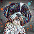SHITZU DOG COLOUR SPLASH MOUNTED ARTWORK.