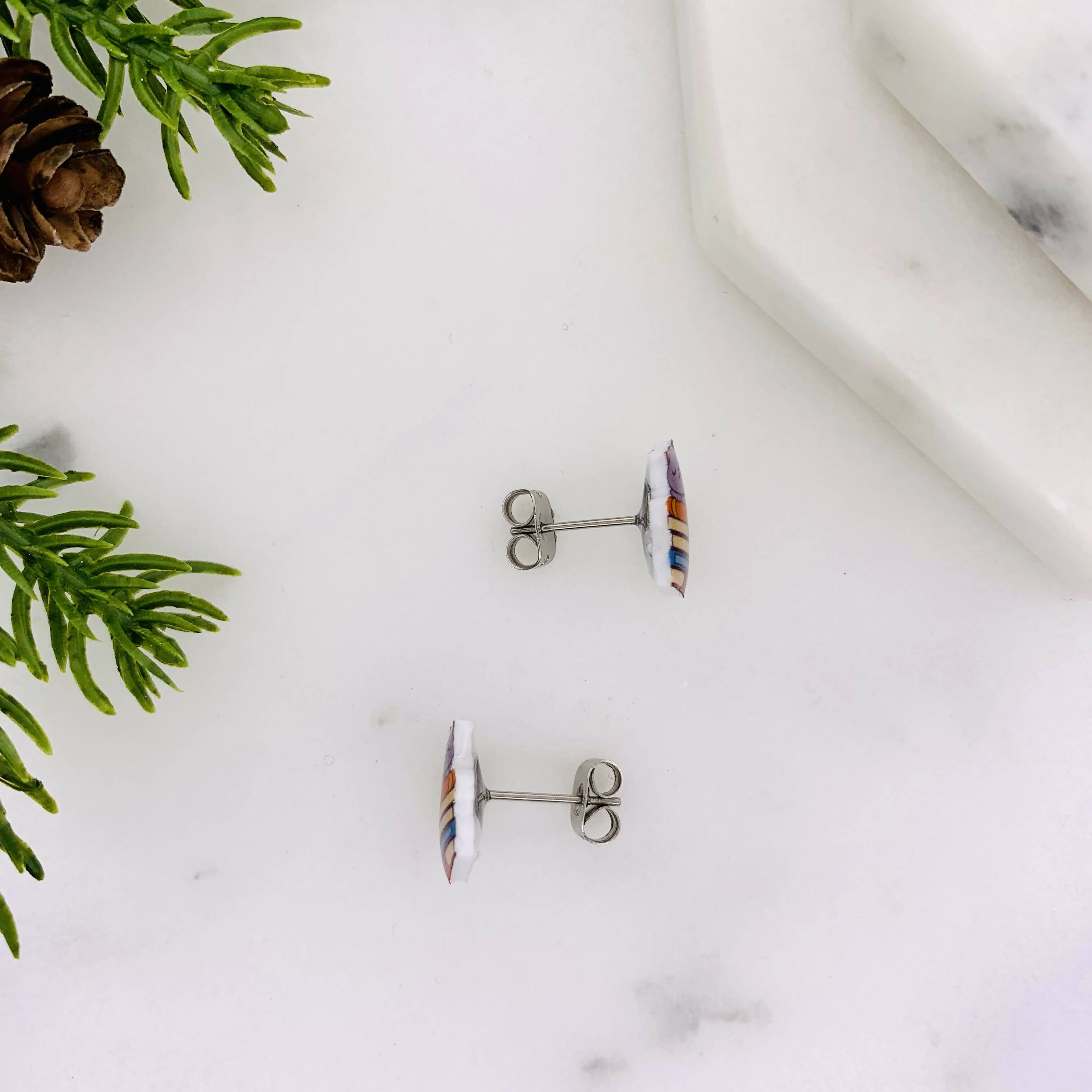 Cat on Books Stud Earrings for Book Lovers | Art & Soul