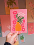 Flowers in vase birthday card.