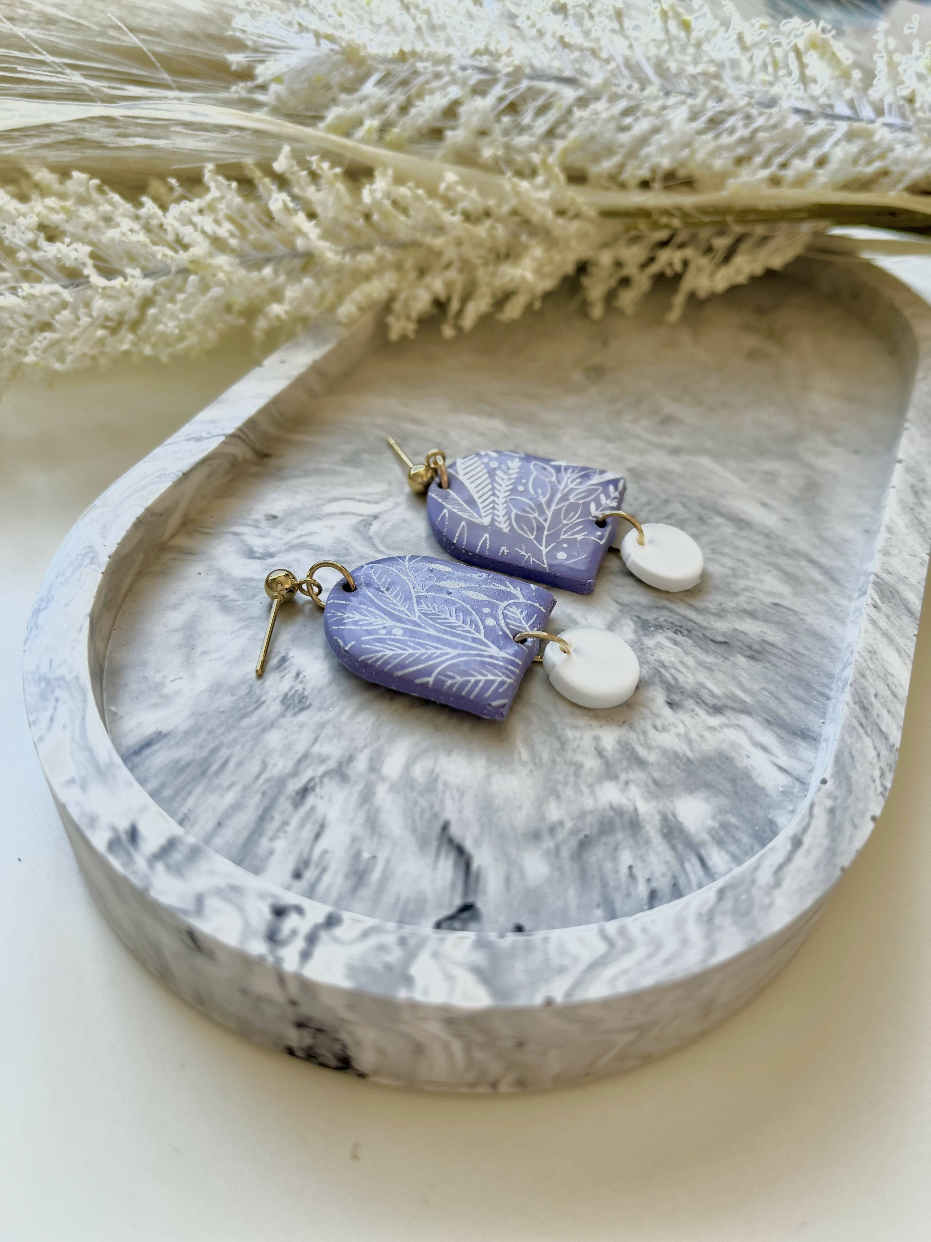 Floral Print No. 2 - Handmade Polymer Clay Earrings