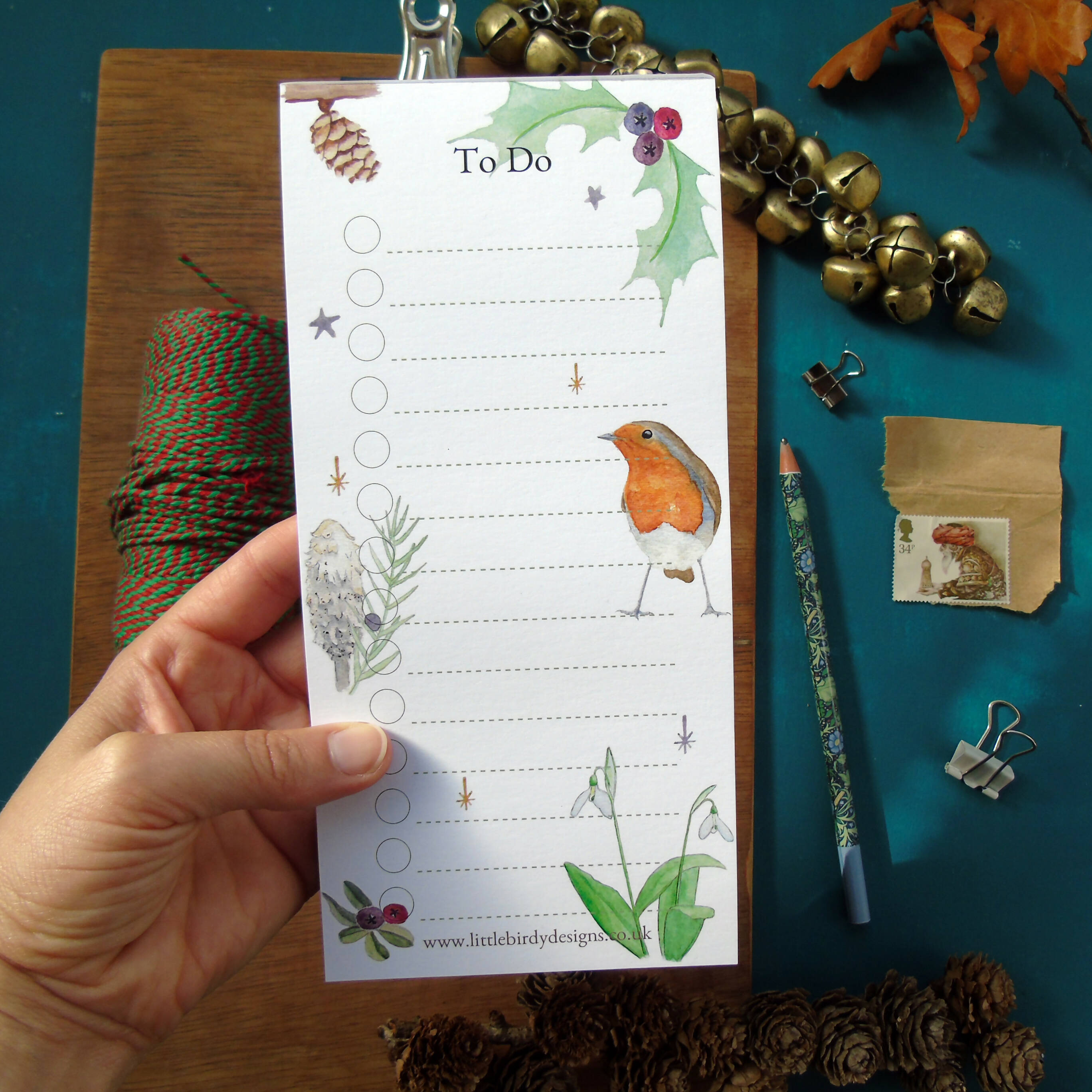 Robin To Do List Christmas Notepad