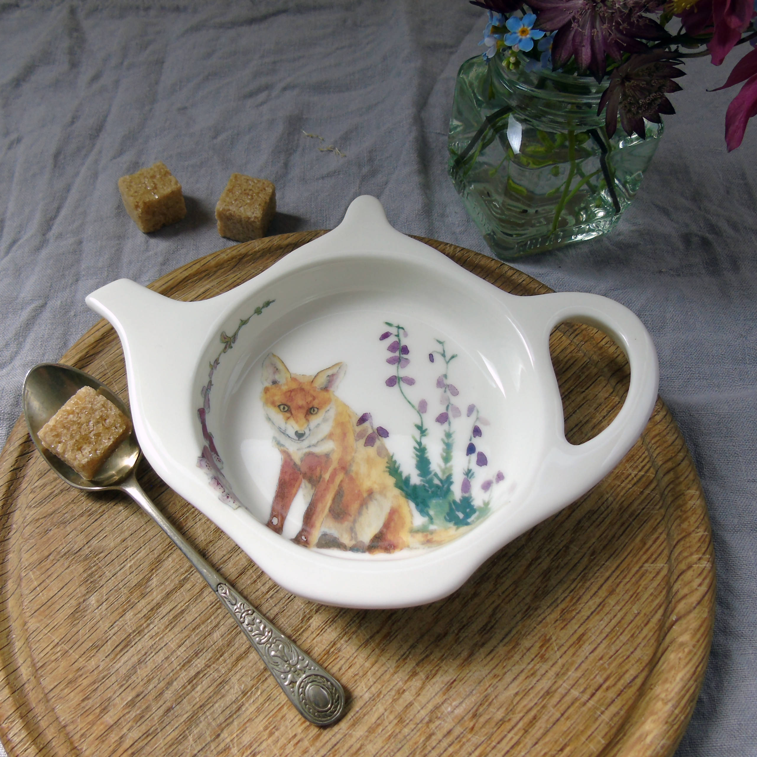 Teabag Tidy Fox and Foxglove