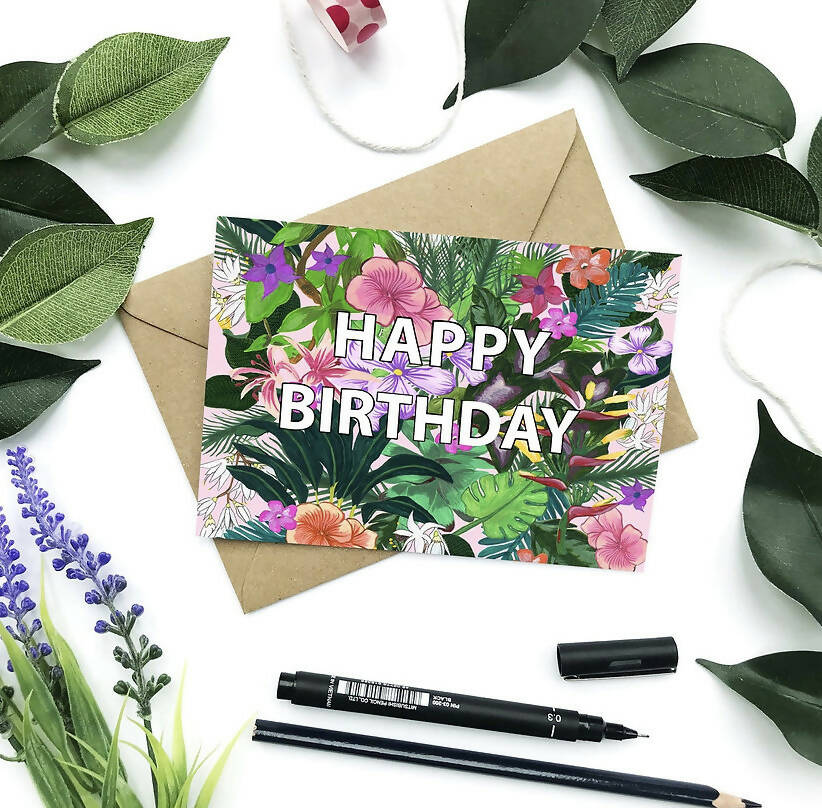 Floral Burst Happy Birthday Card