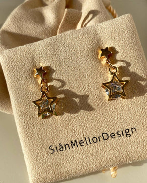 Dangle star stud earrings