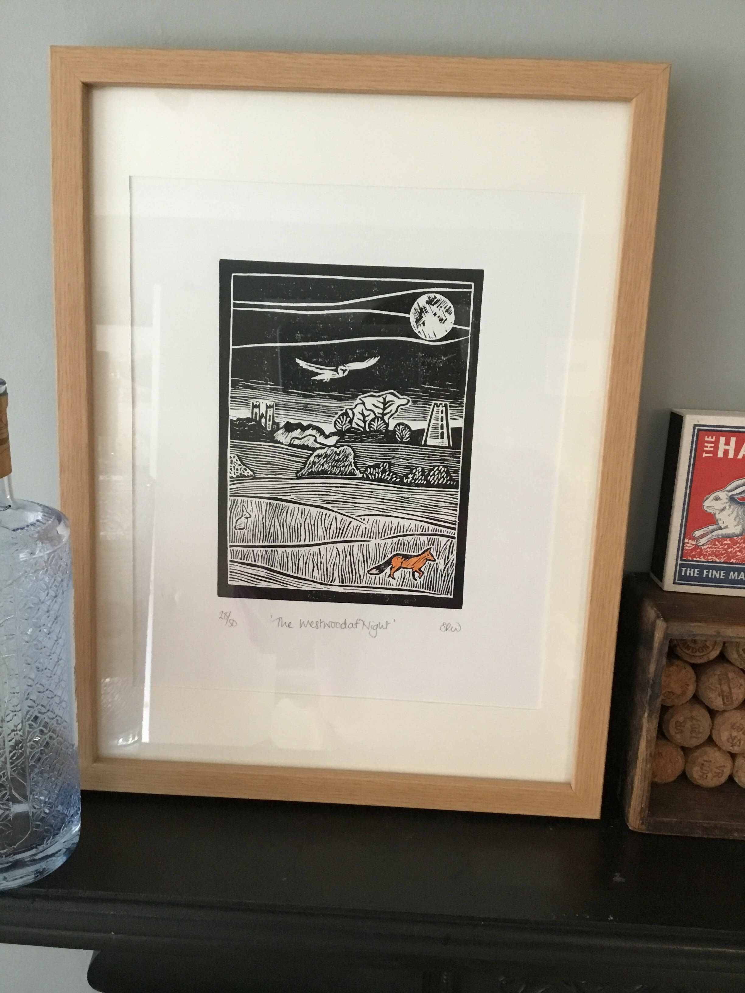 The Westwood at Night Framed Lino Cut Print