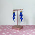 Flash Lightning Bolt Earrings in Blue Glitter