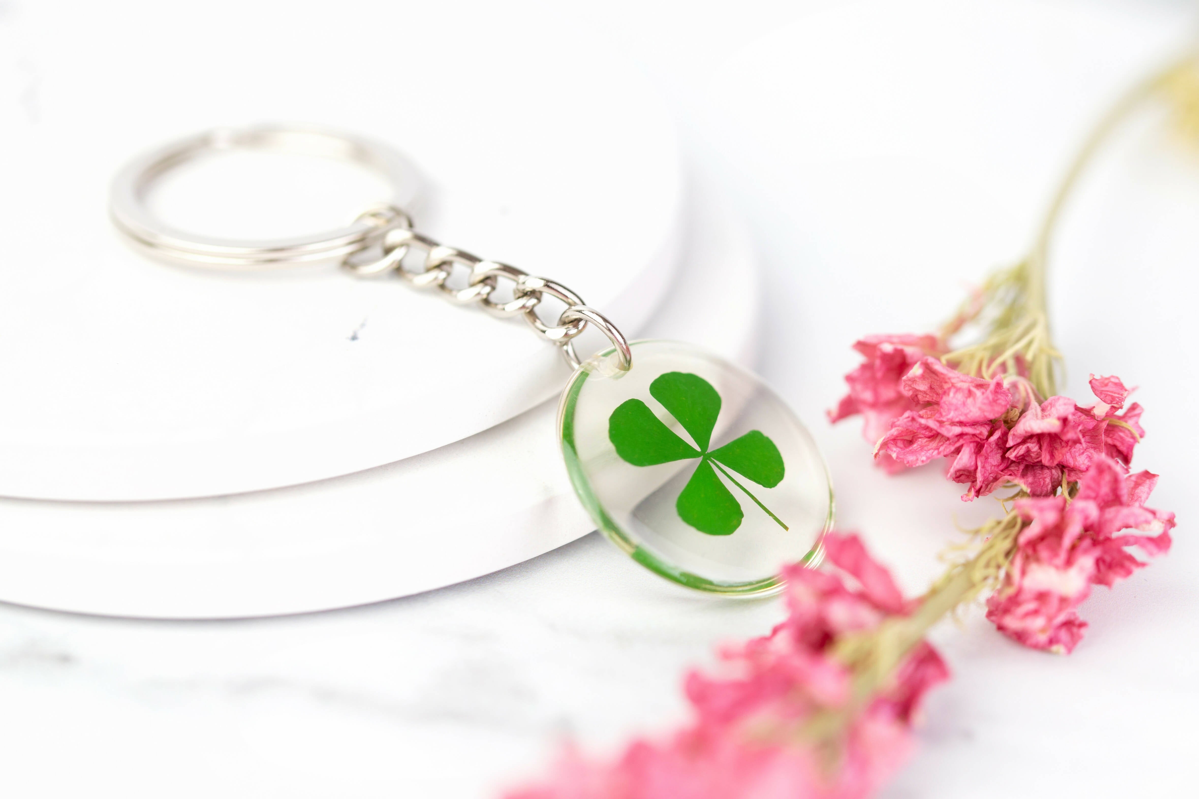 Real Pressed Four Leaf Clover Keyring for Good Luck | Art & Soul