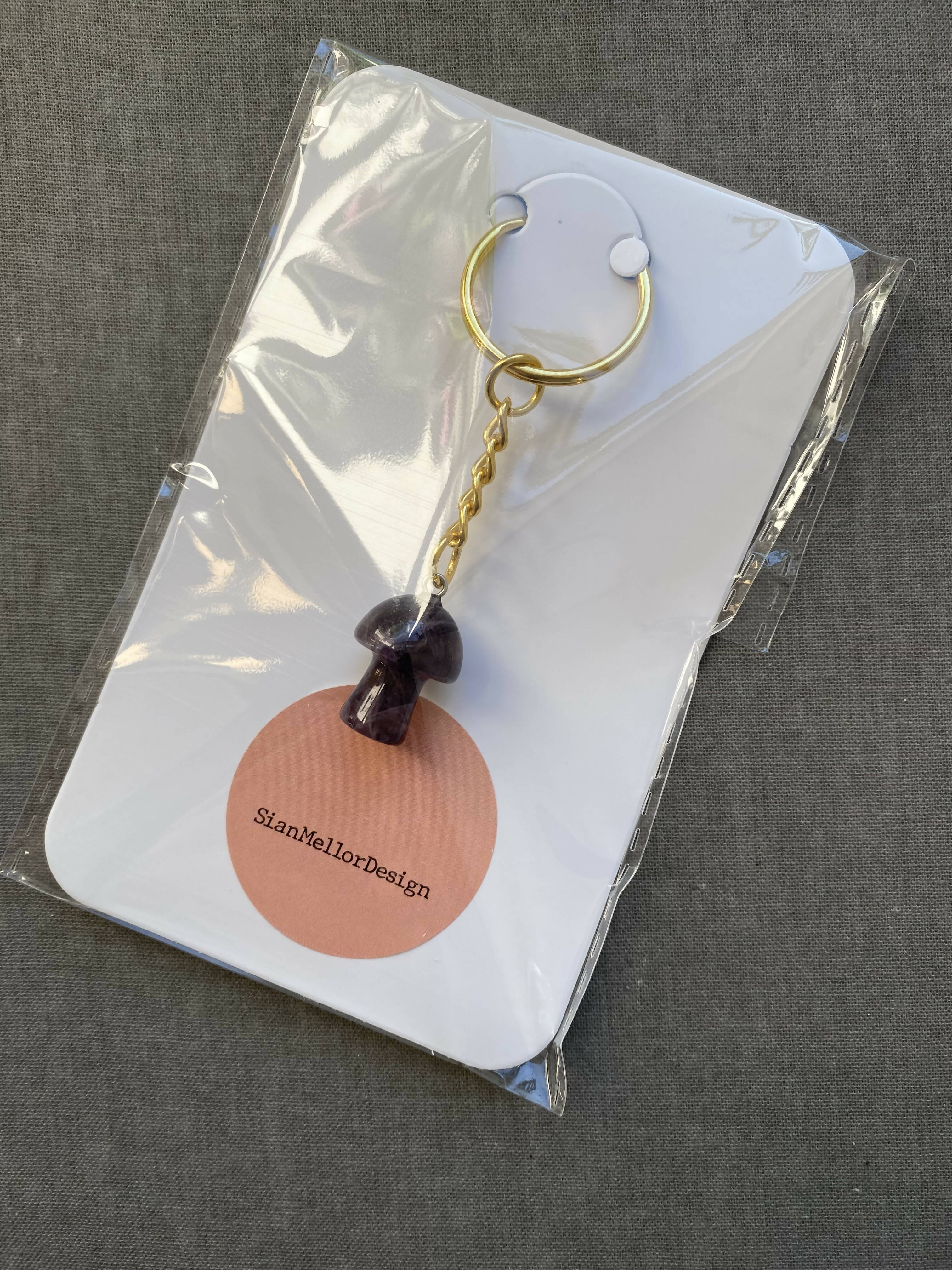 Purple Stone Mushroom Keyring
