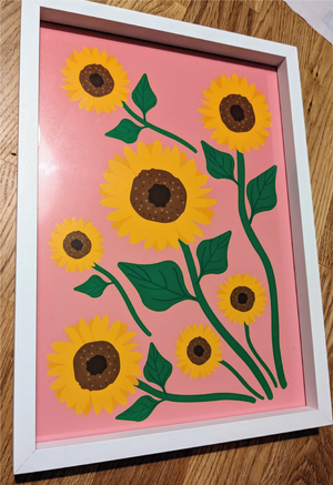 A4 Framed Sunflowers