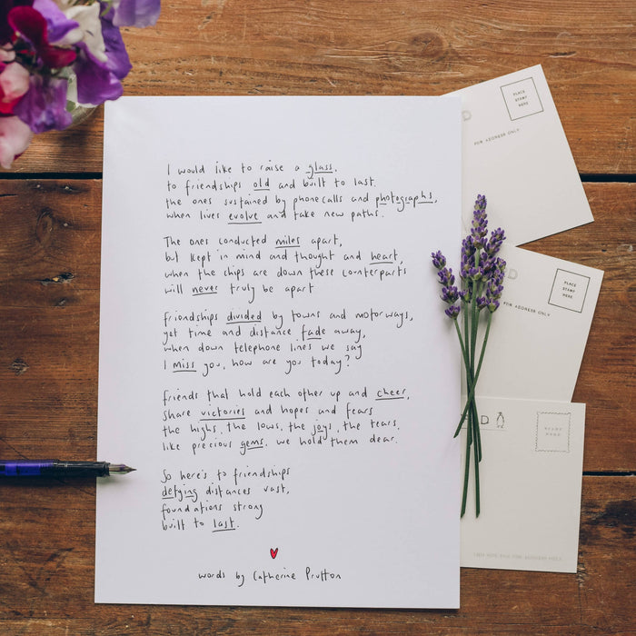 Long Distance Friendship A4 handwritten poem
