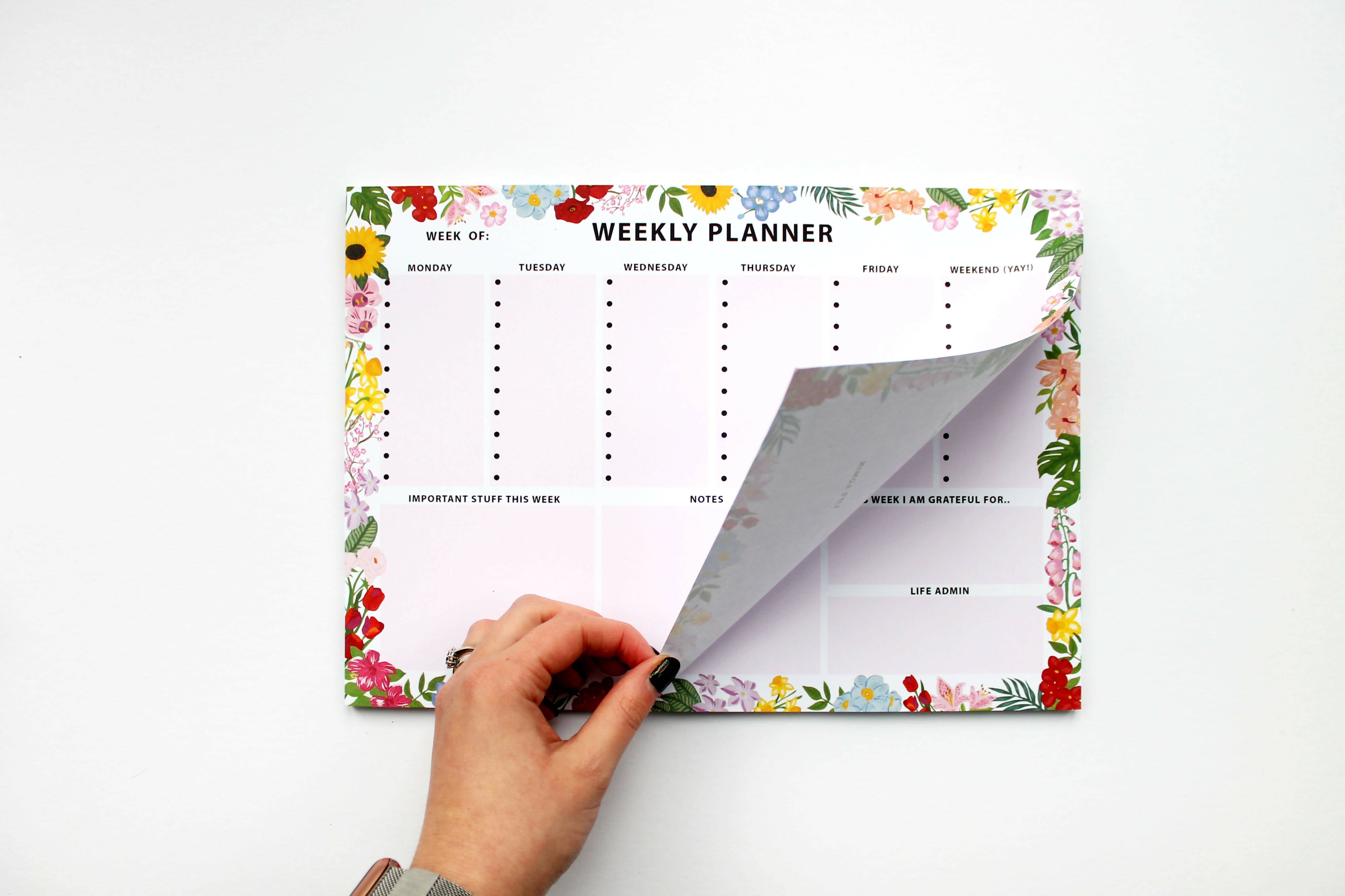 Weekly Planner Tear Off Desk Pad A4