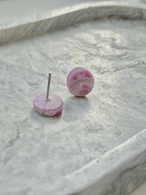 Pink Marble No. 1 - Handmade Polymer Clay Earrings