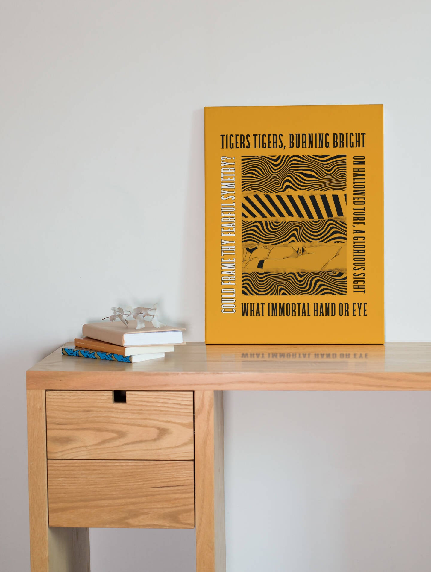 Hull City Art Print TIGERS TIGERS LYRICS Design in Amber