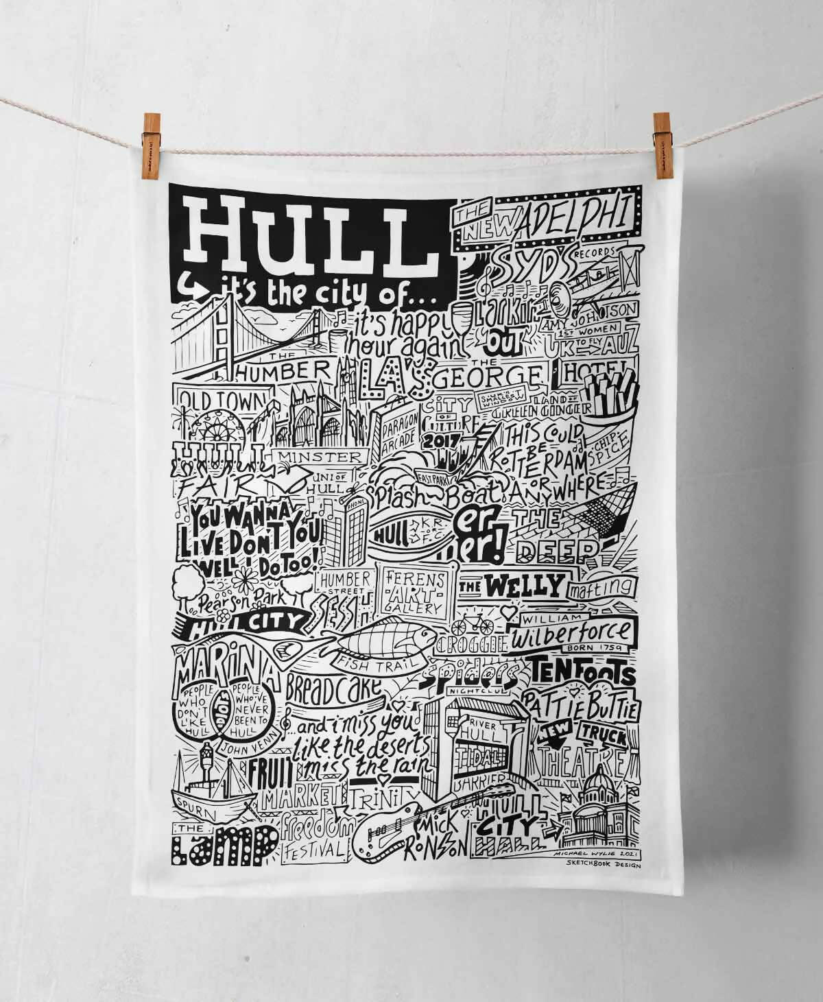 Hull Tea Towel | Hand-Drawn City Landmarks | Art & Soul