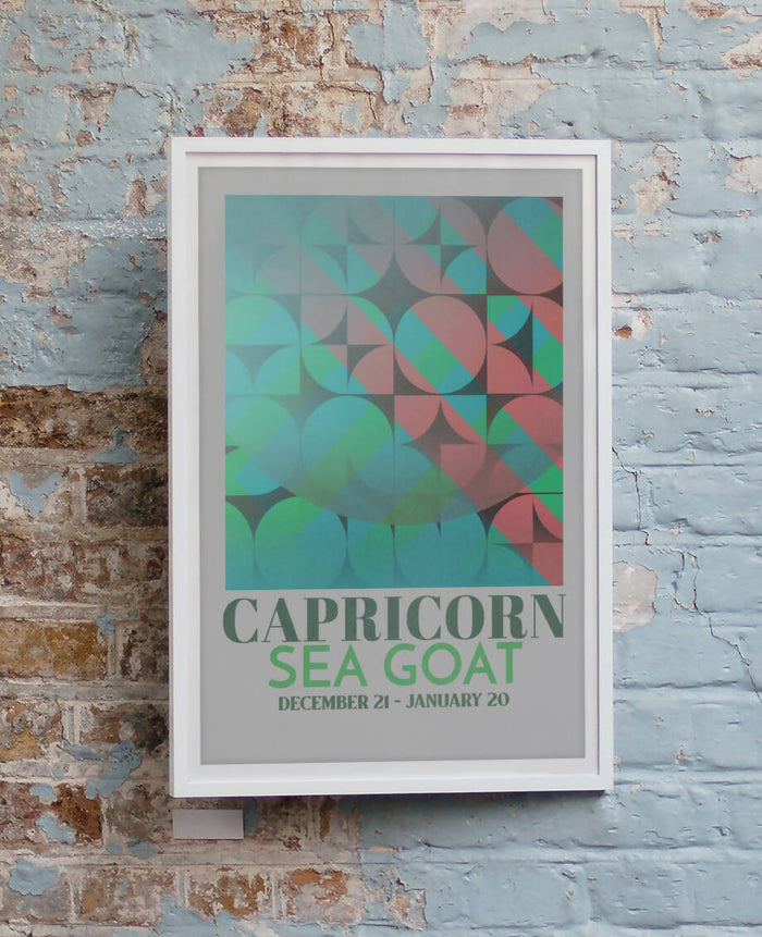Capricorn Zodiac Horoscope Star Sign Avant Garde Style Art Print A4 Framed no Mount