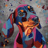 DACHSHUND DOG COLOUR SPLASH FRAMED ARTWORK.