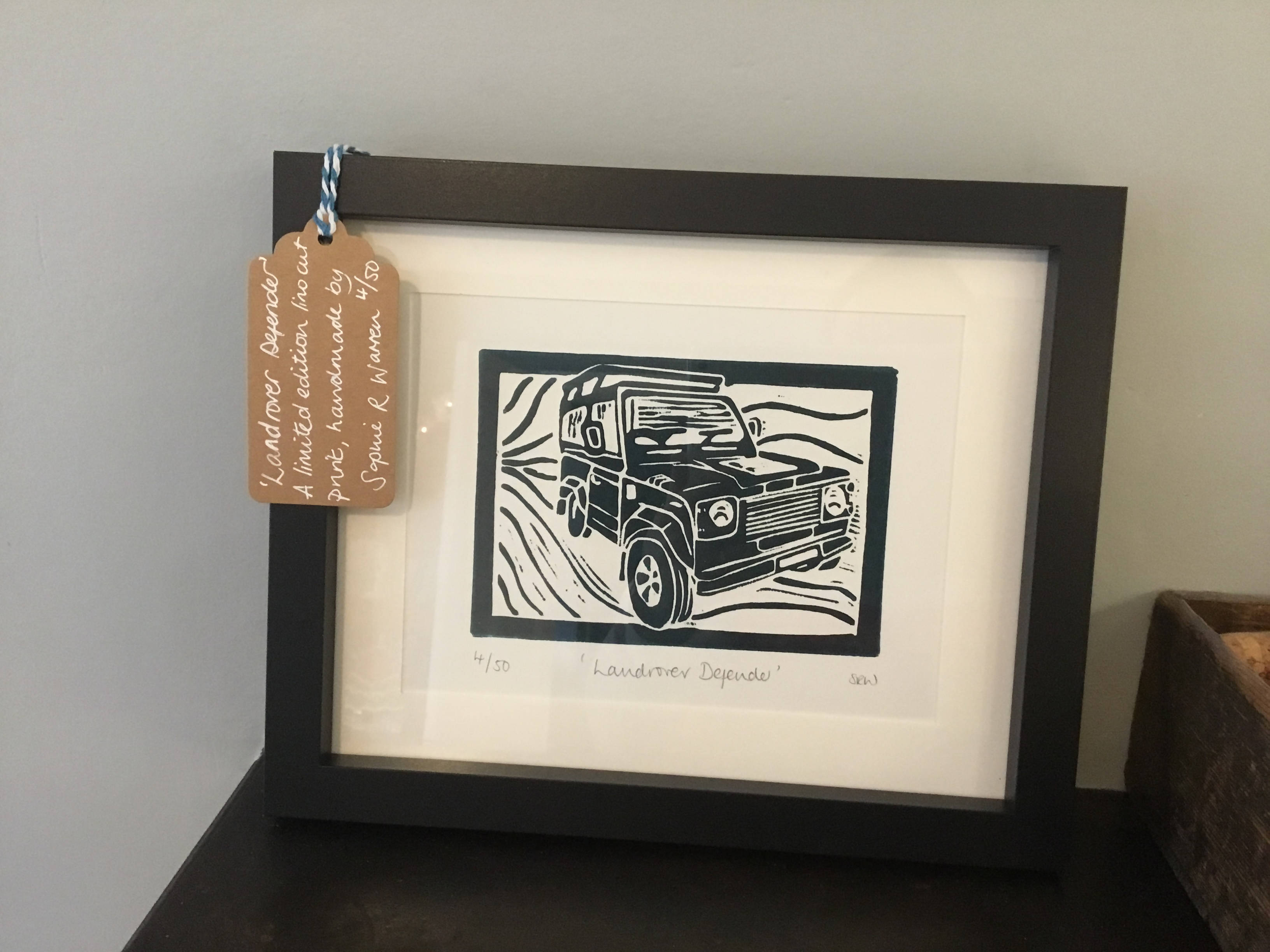 Land Rover Defender Framed Lino Cut Print