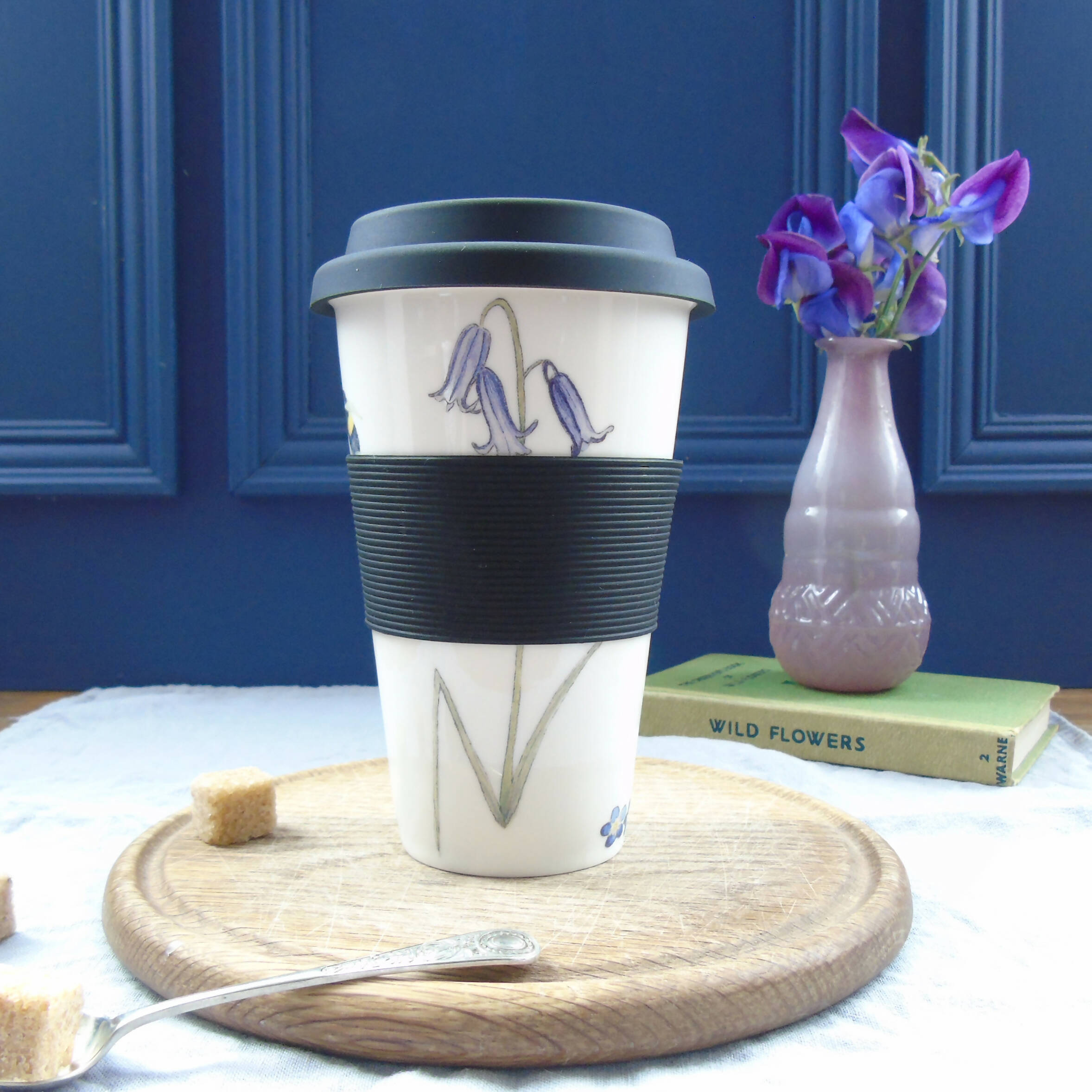 Bee and Spring Flower Bone China Travel Mug