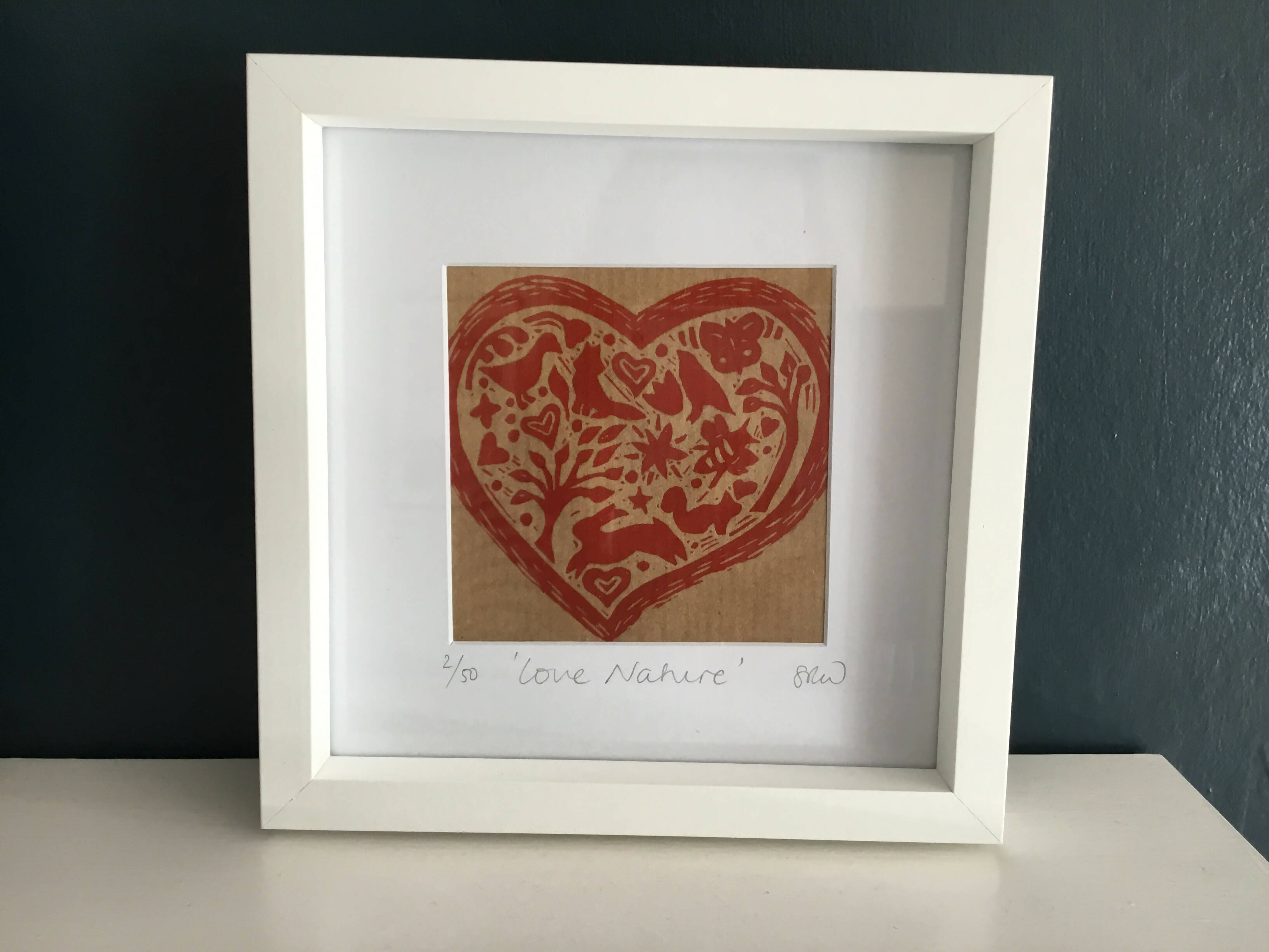 Love Nature Framed Lino Cut Print