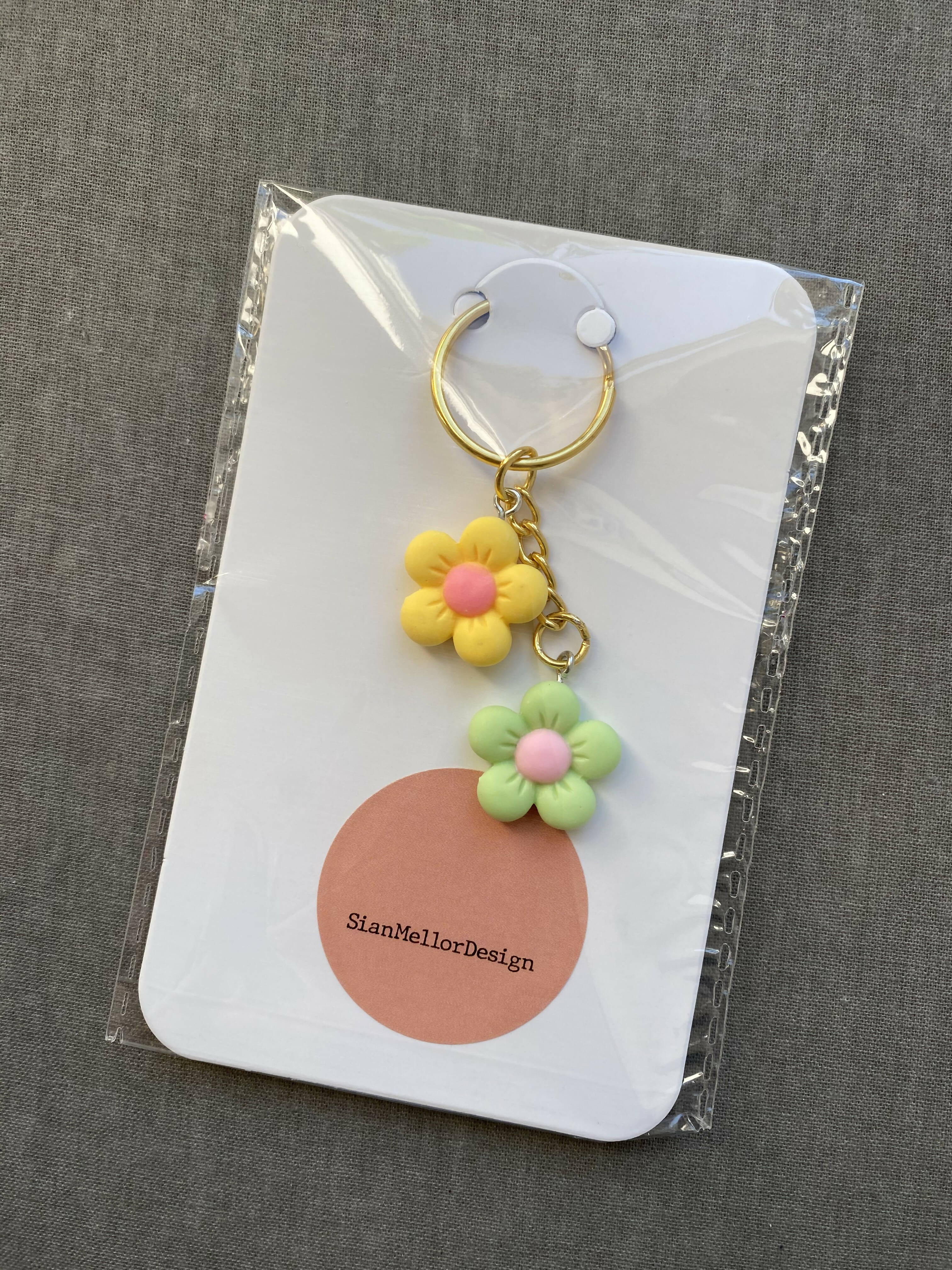 Flower Keyring Yellow and Green