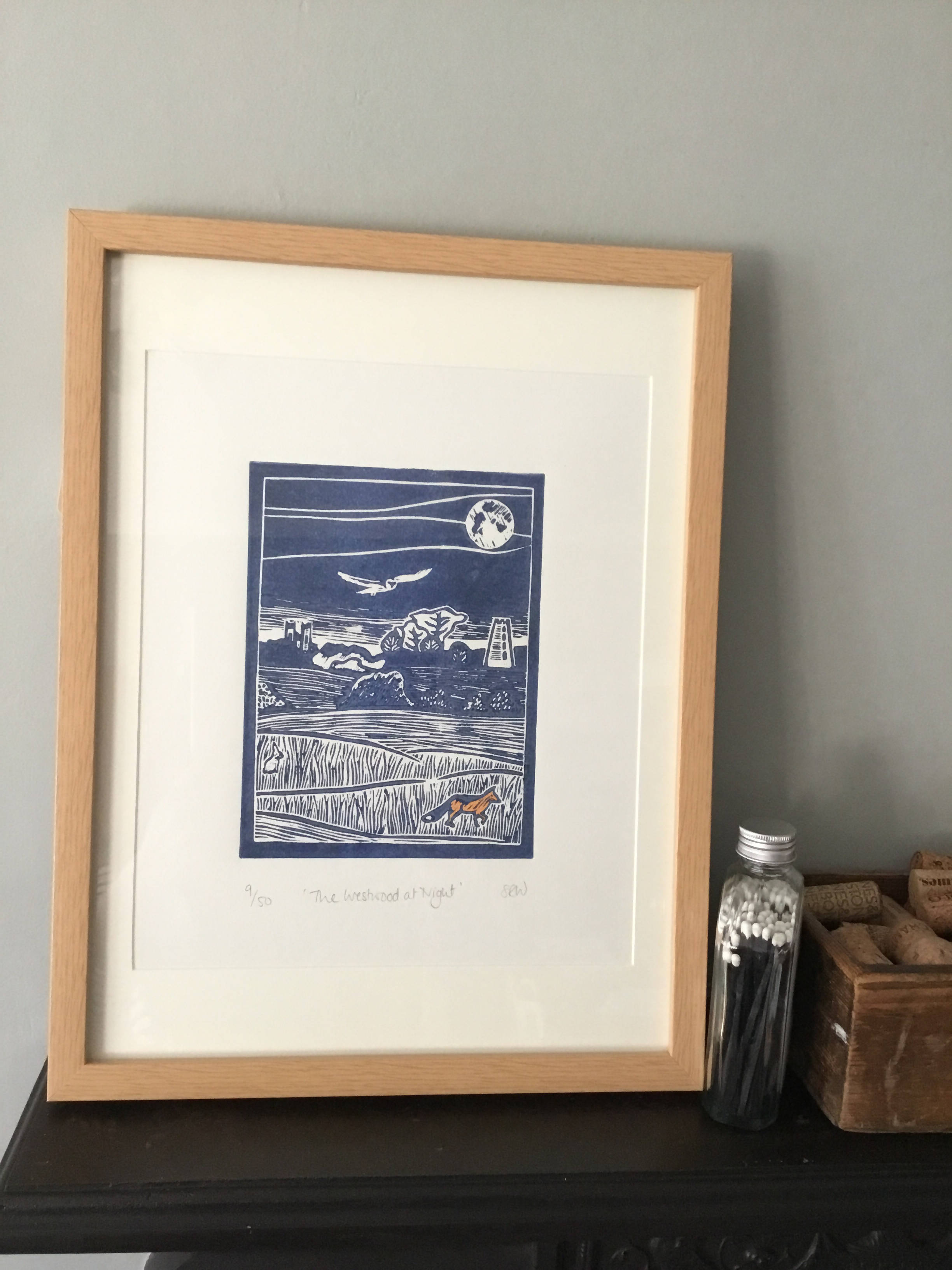 The Westwood at Night Framed Lino Cut Print