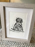 Cockapoo Framed Lino Cut Print