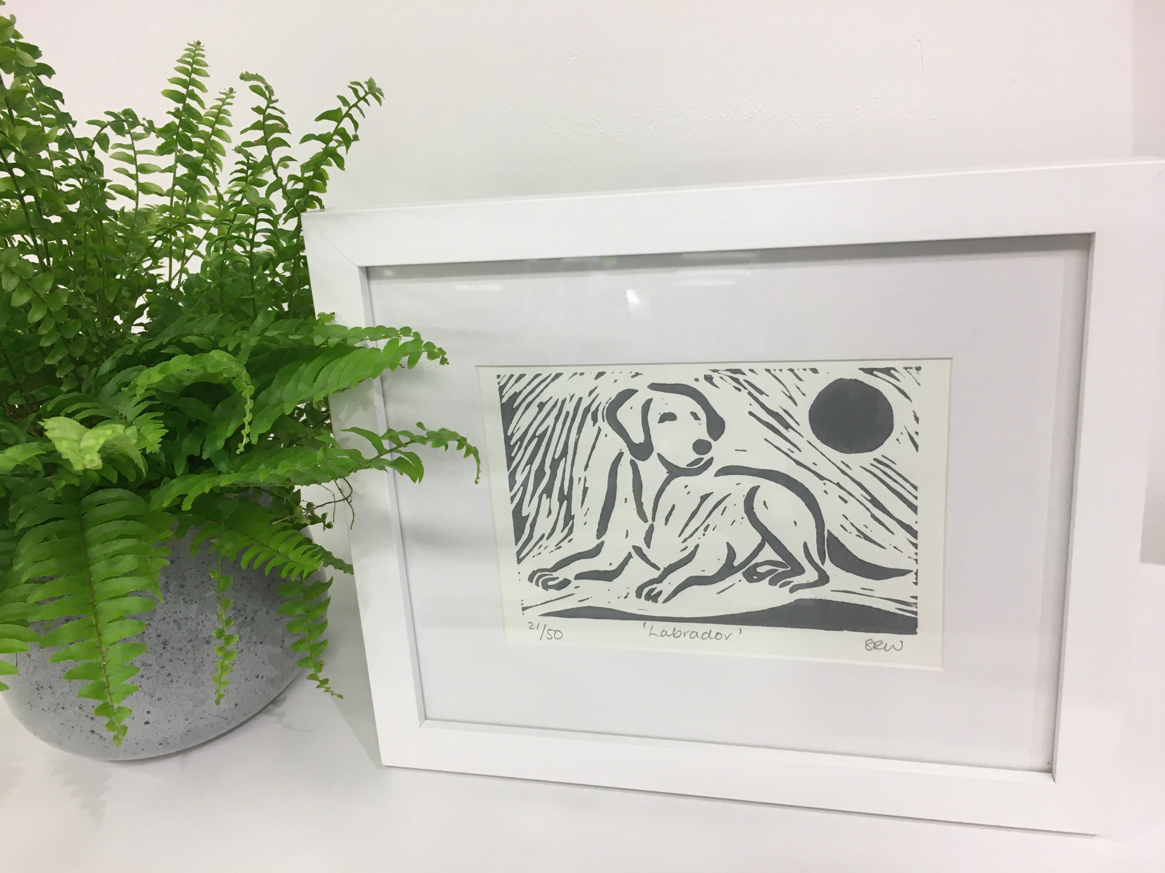 Labrador Framed Lino Cut Print