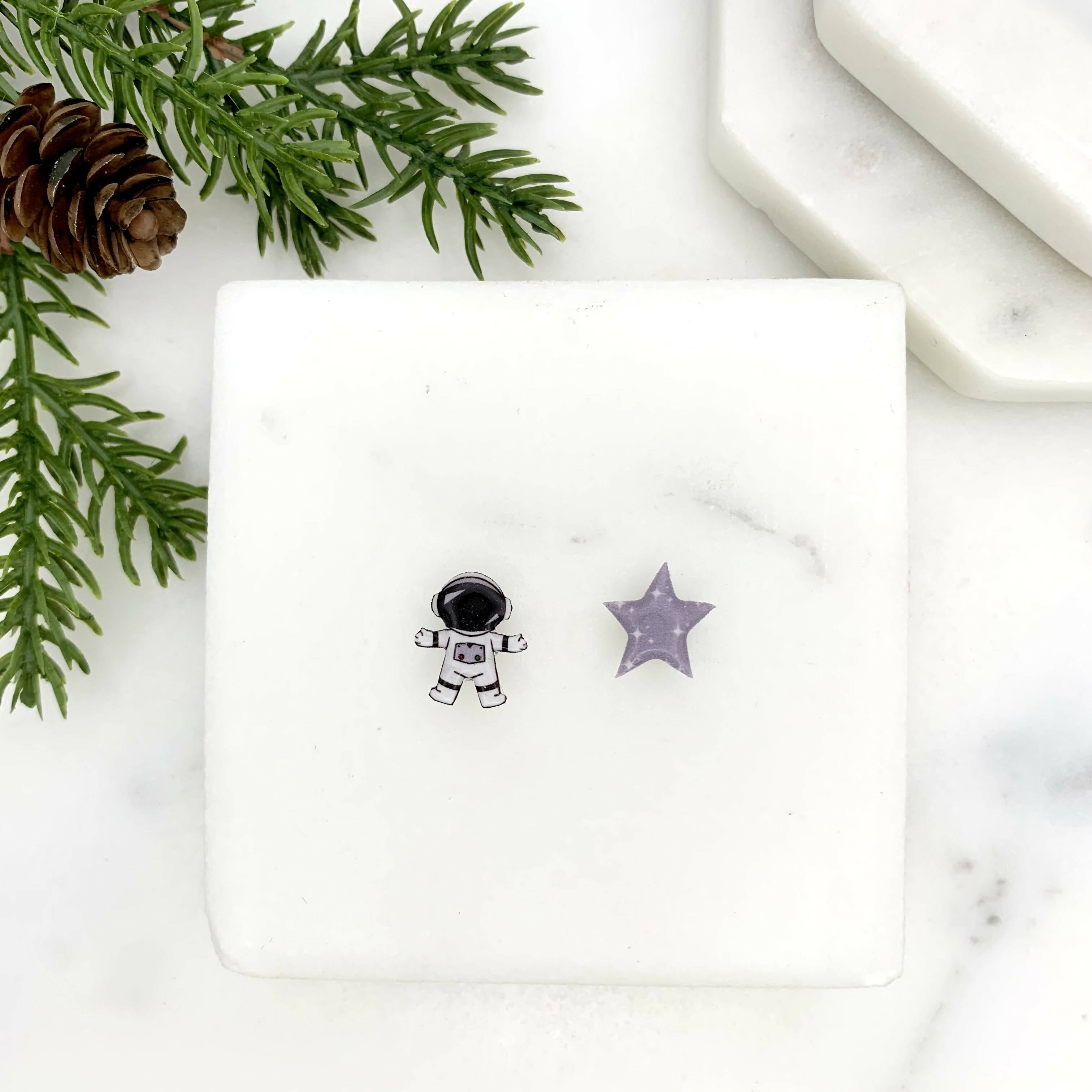 Astronaut & Star Mismatched Stud Earrings
