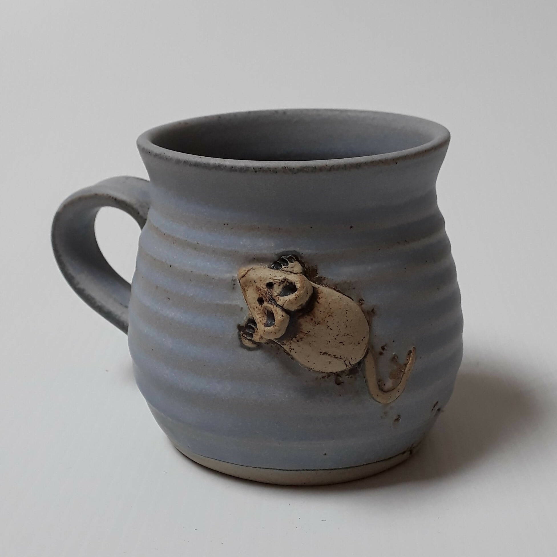 Mug With Mouse | Handmade Blue Glazed Ceramic - Art & Soul
